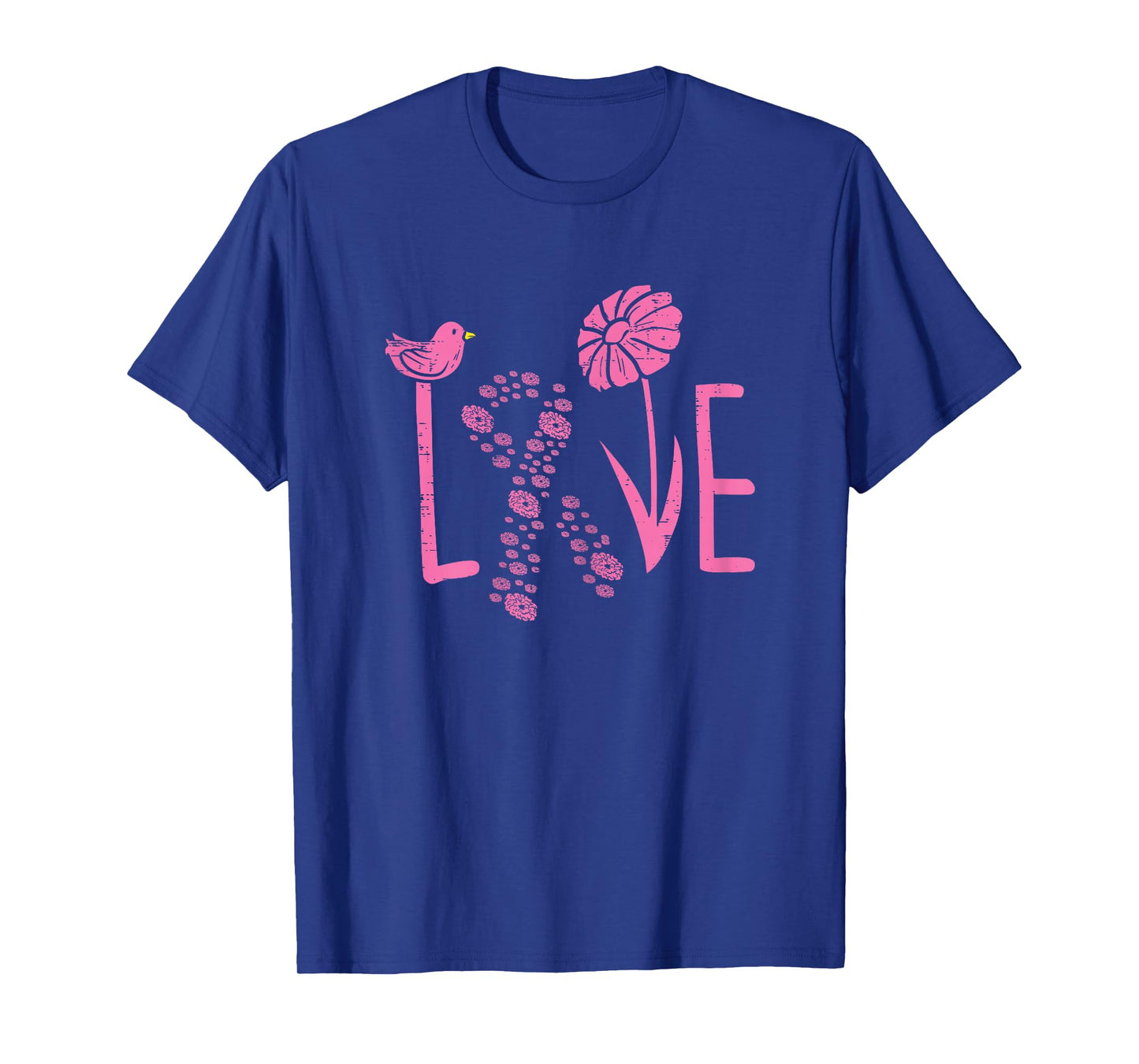Love Pink Ribbon Flower Daisy Breast Cancer Awareness Gift T-Shirt