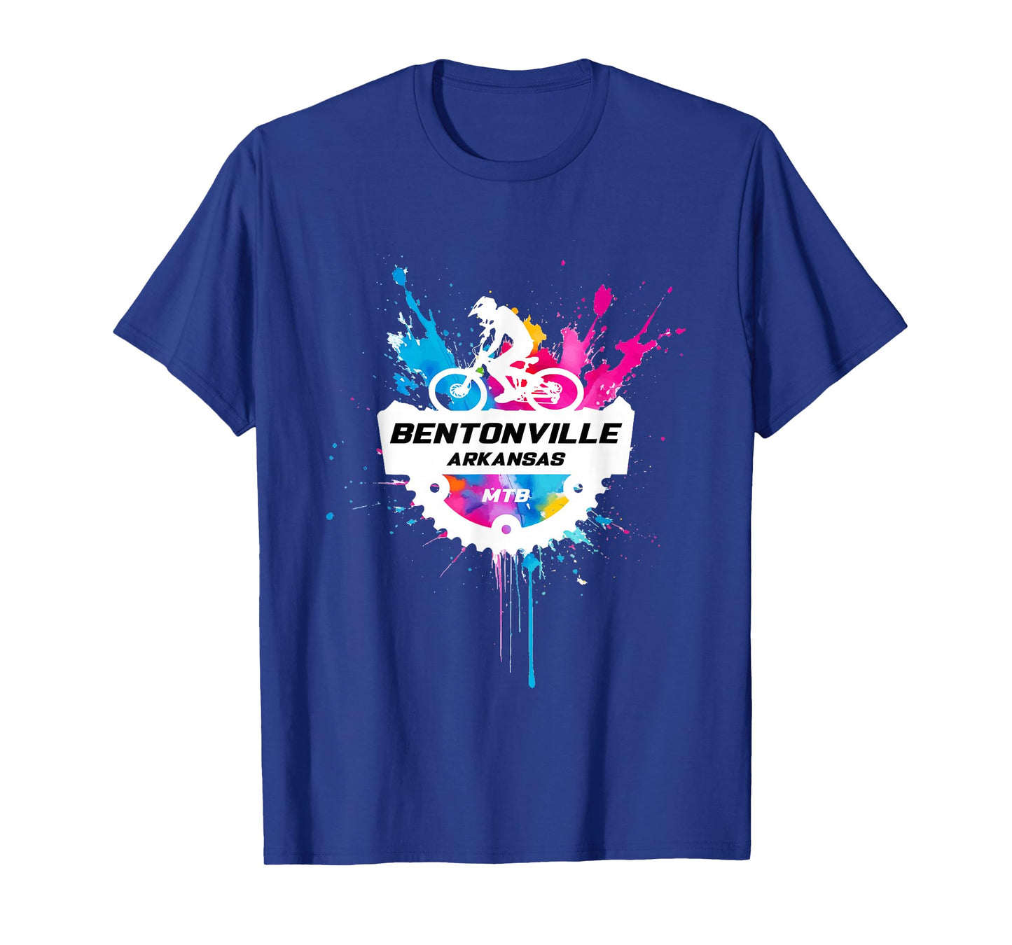 Bentonville Arkansas Mountain Biking Colorful Paint Splash T-Shirt