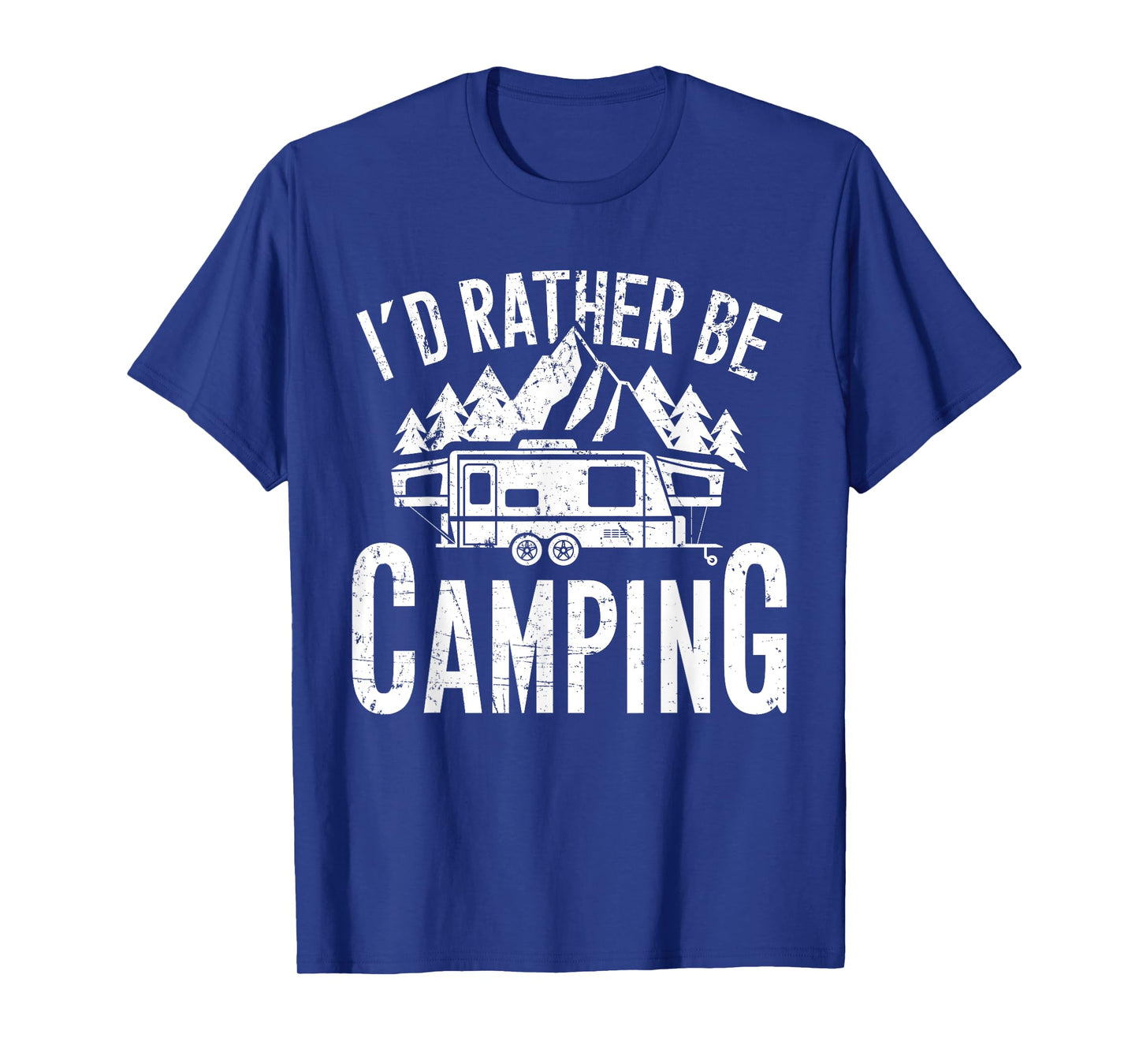 CM Camping T-Shirt I'd Rather Be Camping Unisex Adult Funny Camper Gift T-Shirt Black Short Sleeve Classic Fit Cotton, Polyester
