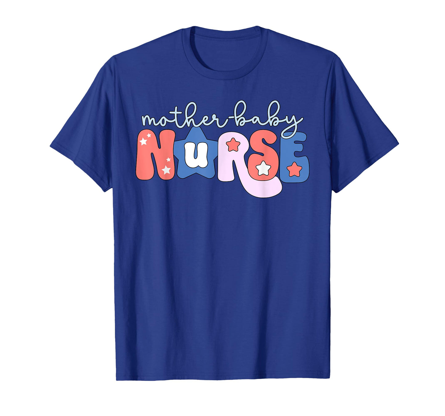 Retro Mother Baby Nurse 4th Of July OBGYN Postpartum Nursing T-Shirt
