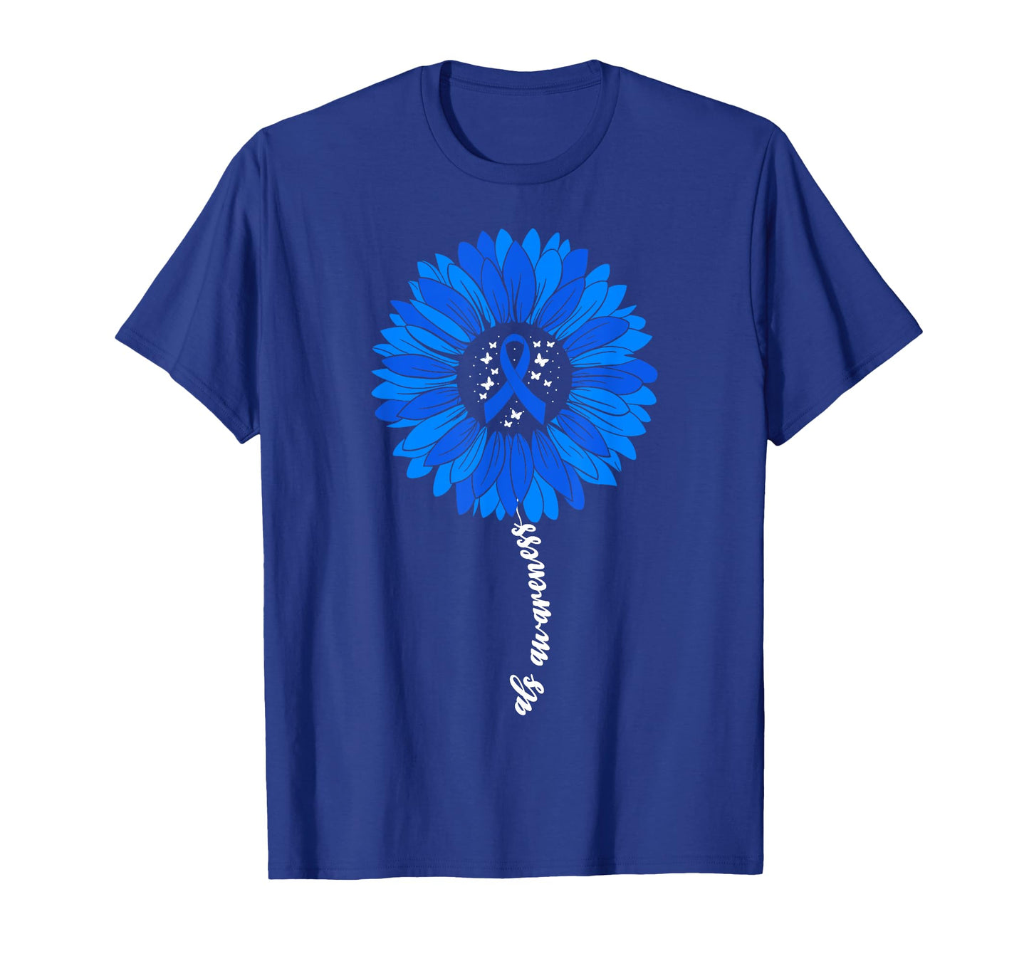 ALS Awareness Month Blue Women Support Ribbon ALS Awareness T-Shirt