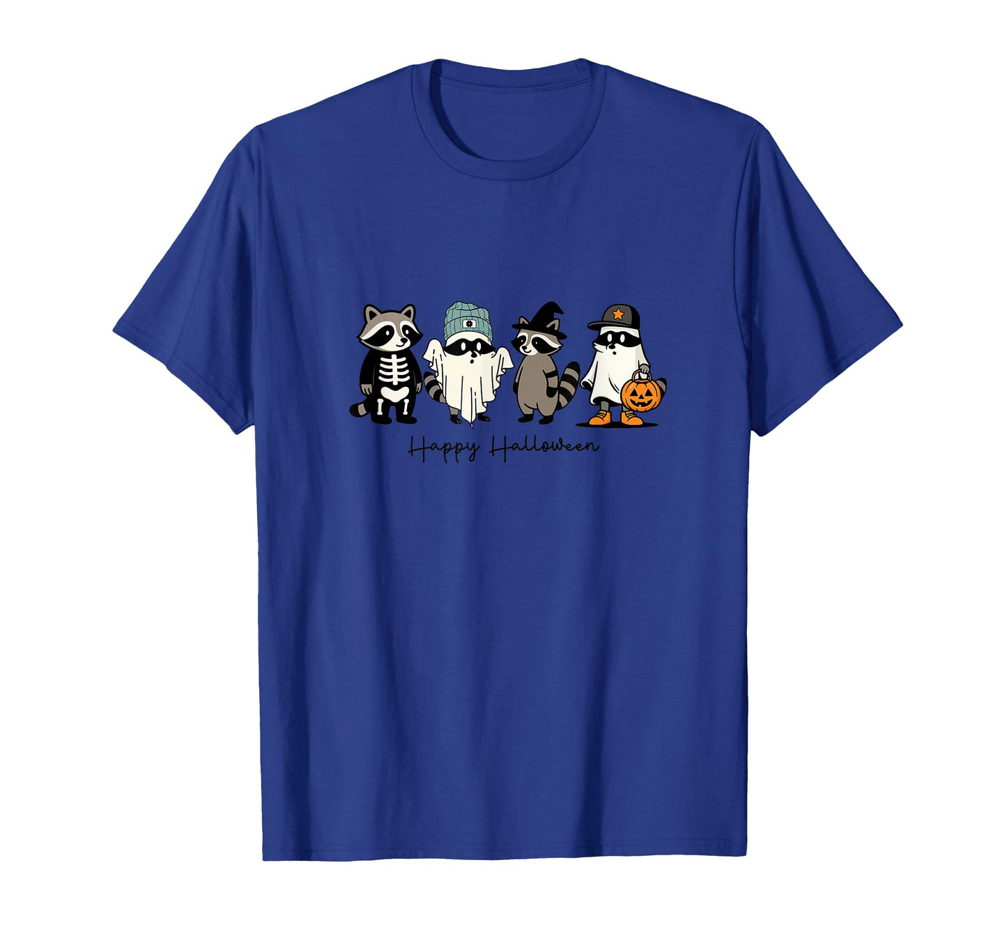 Halloween Raccoons Skeleton Ghost Pumpkin Costume T-Shirt