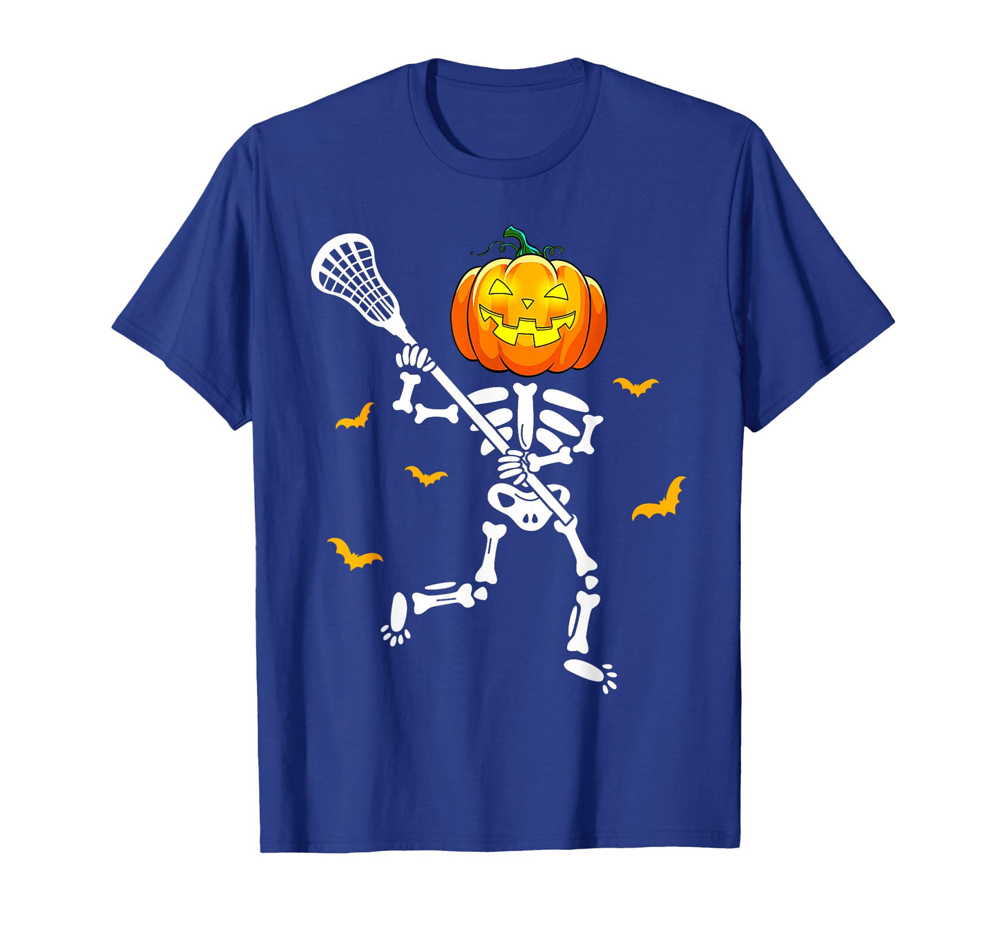 Pumpkin Skeleton Lacrosse Halloween T-Shirt