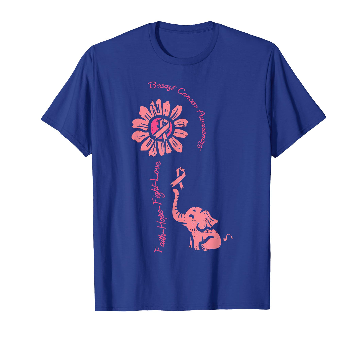 Breast Cancer Awareness Sunflower Elephant Faith Women Kids T-Shirt