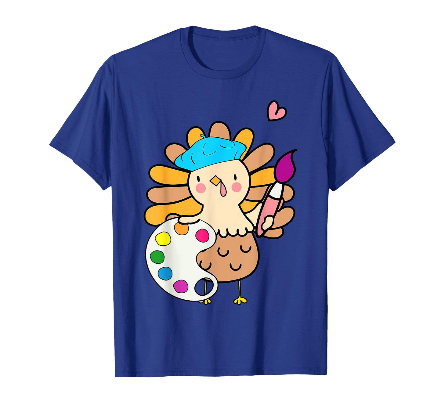 Cute Turkey Art Teacher Thanksgiving Fall Painting Artist T-Shirt
