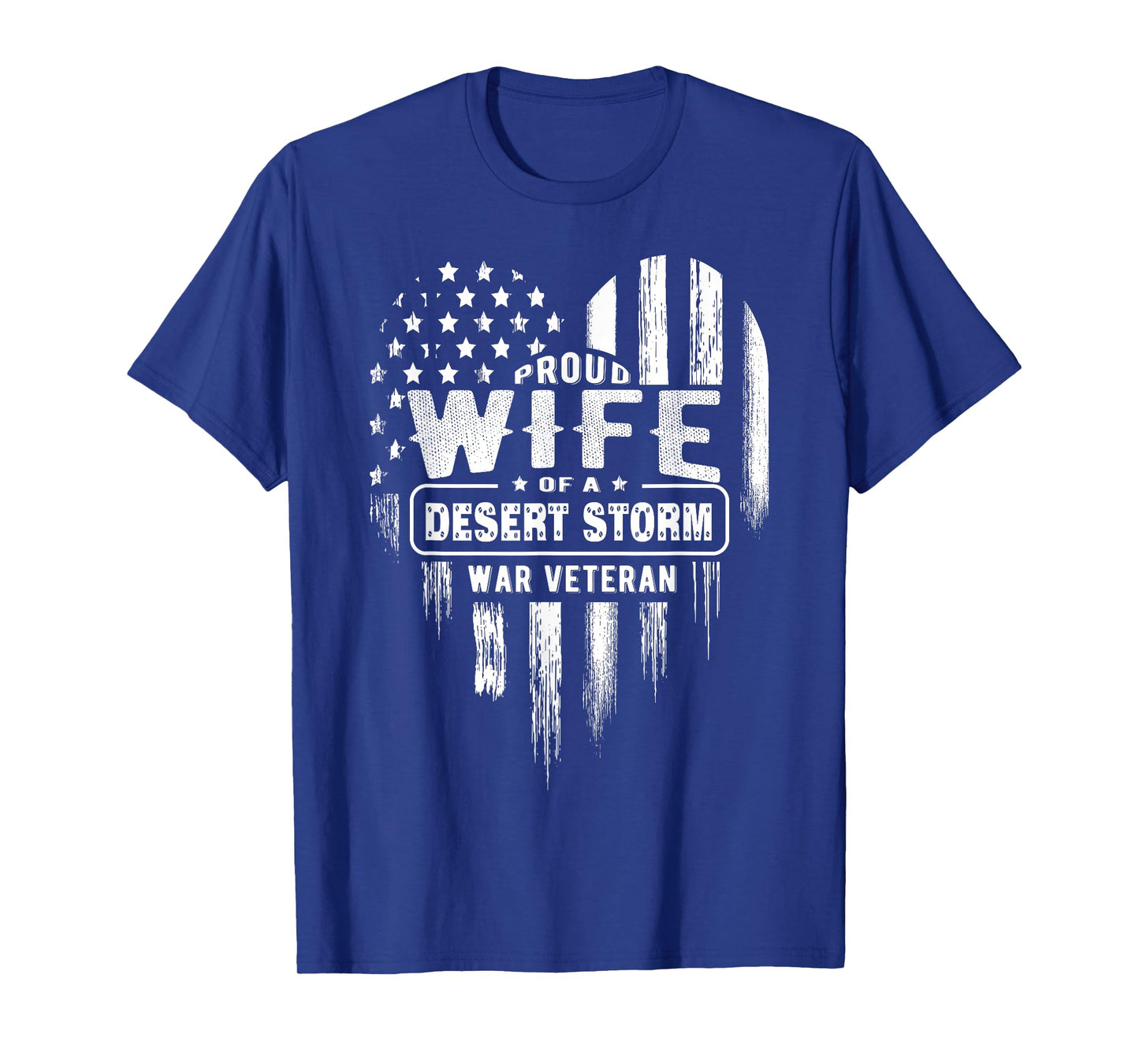 Proud Wife Desert Storm War Veteran American Flag Heart T-Shirt