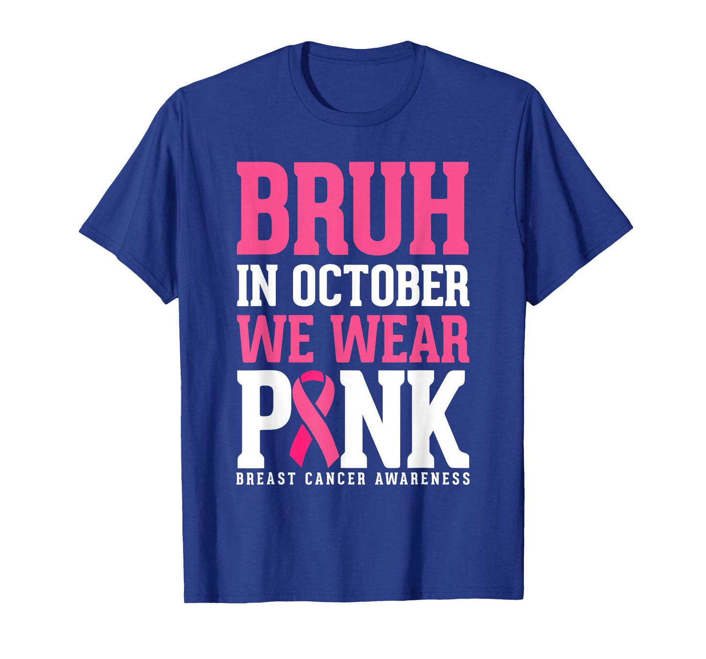 Bruh In October Wear Pink Breast Cancer Awareness Kids Boys T-Shirt