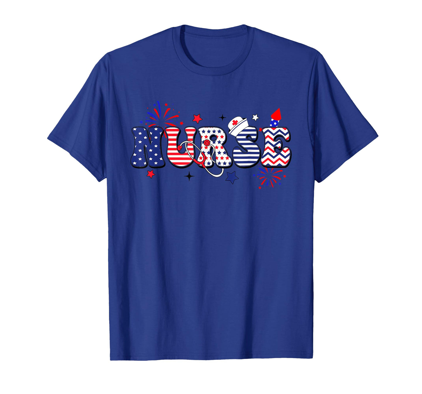 USA American Flag Patriotic Nurse Stethoscope 4th of July T-Shirt