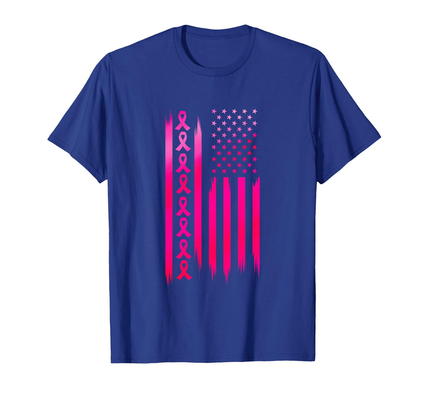 American Flag Fighting Breast Cancer - Awareness T-Shirt