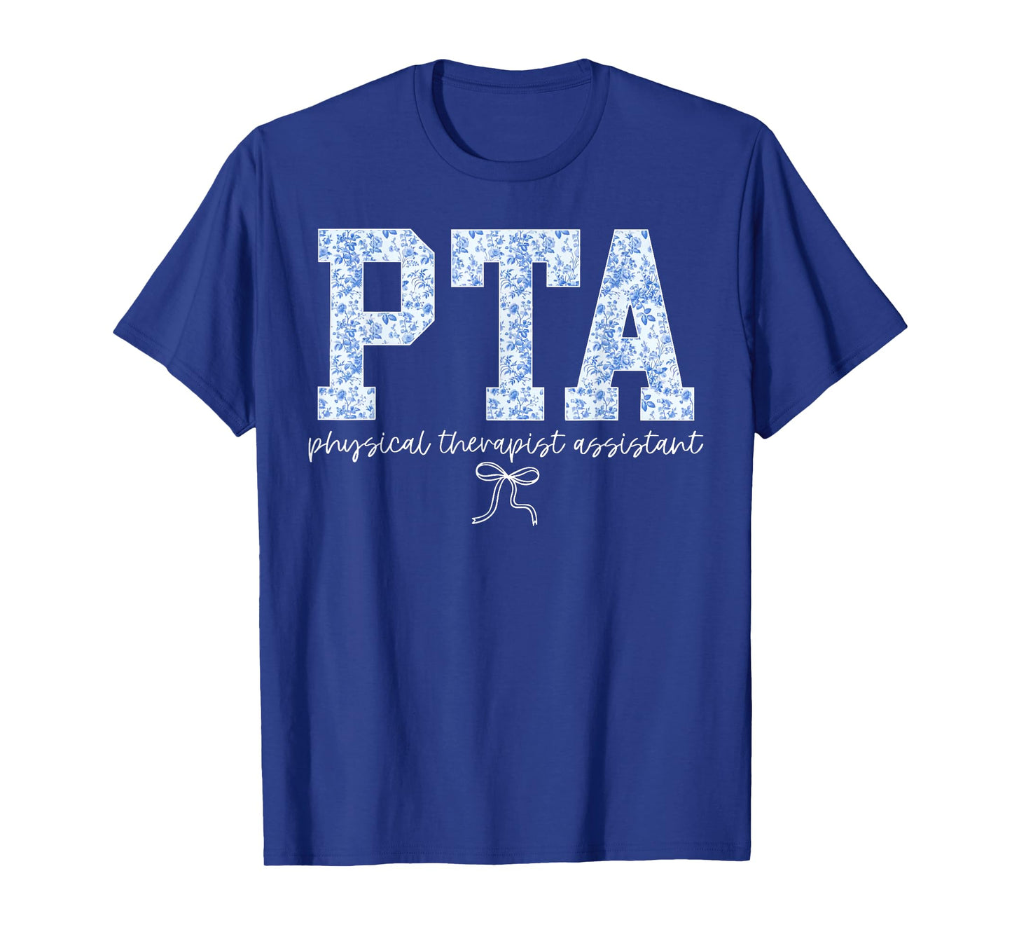 Retro PTA Physical Therapist Assistant Blue Floral Women T-Shirt