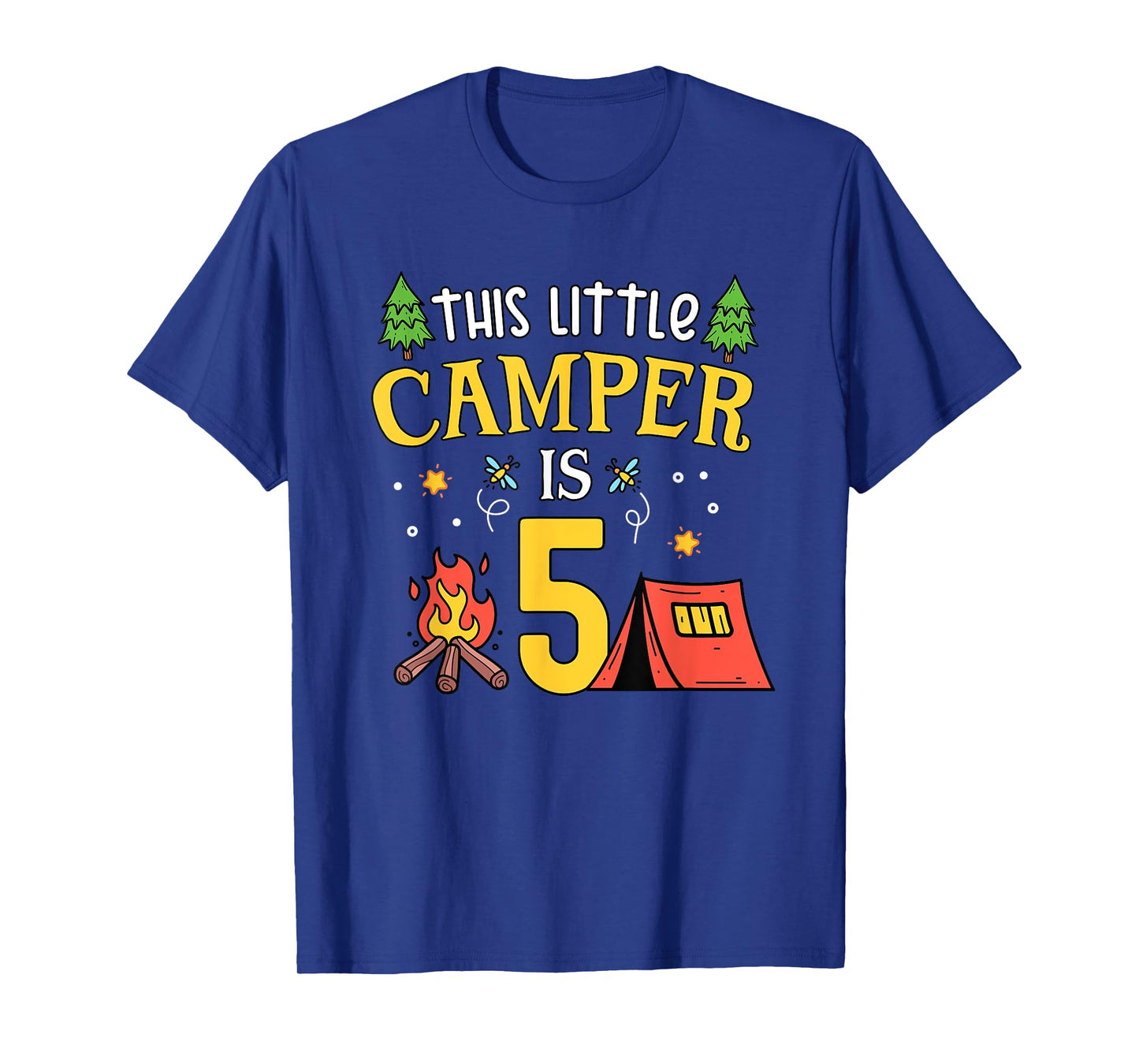 5th Birthday Little Camper Five Years Old Camping Party T-Shirt