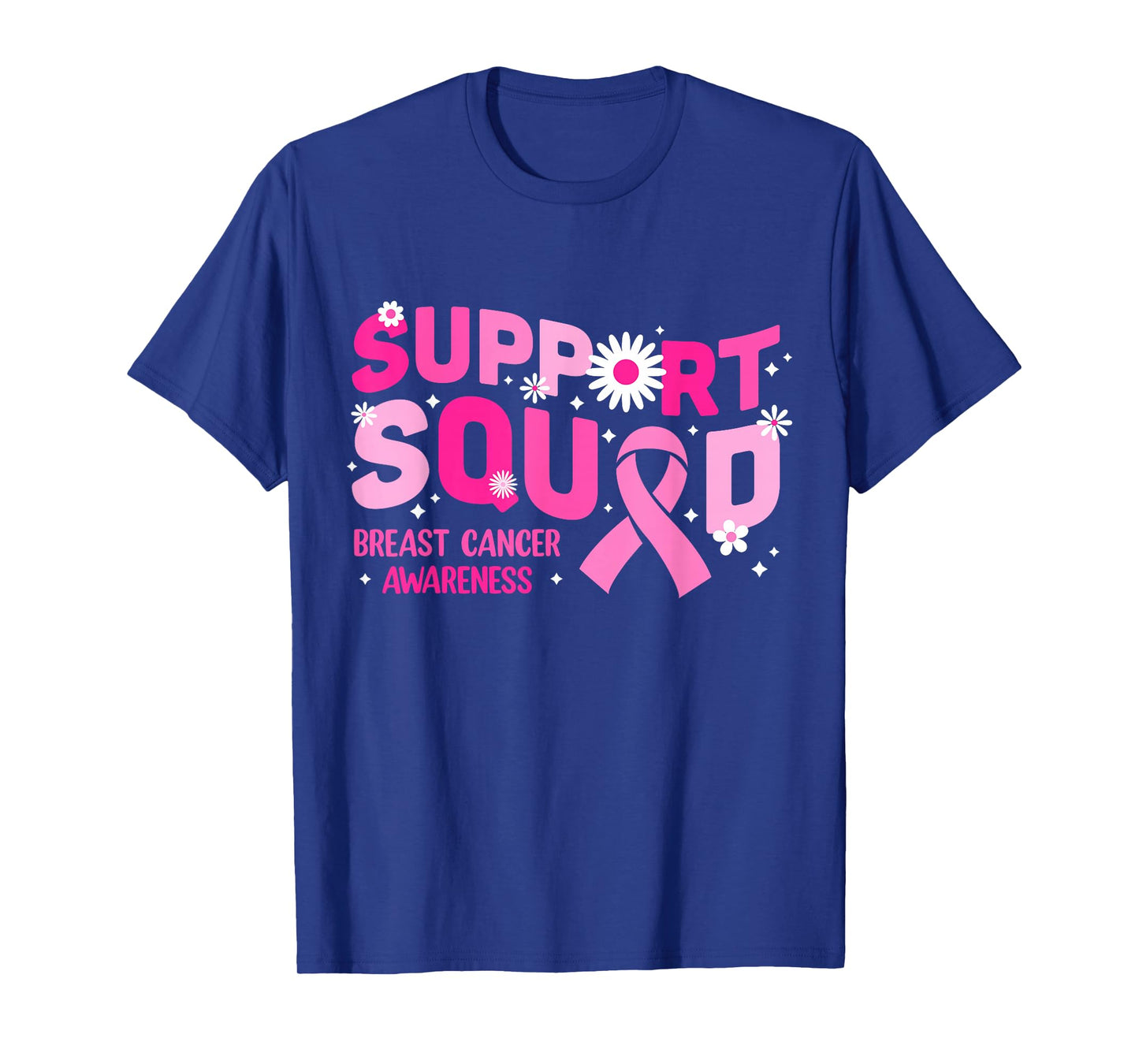 Pink Ribbon Support Squad Breast Cancer Awareness Women Girl T-Shirt