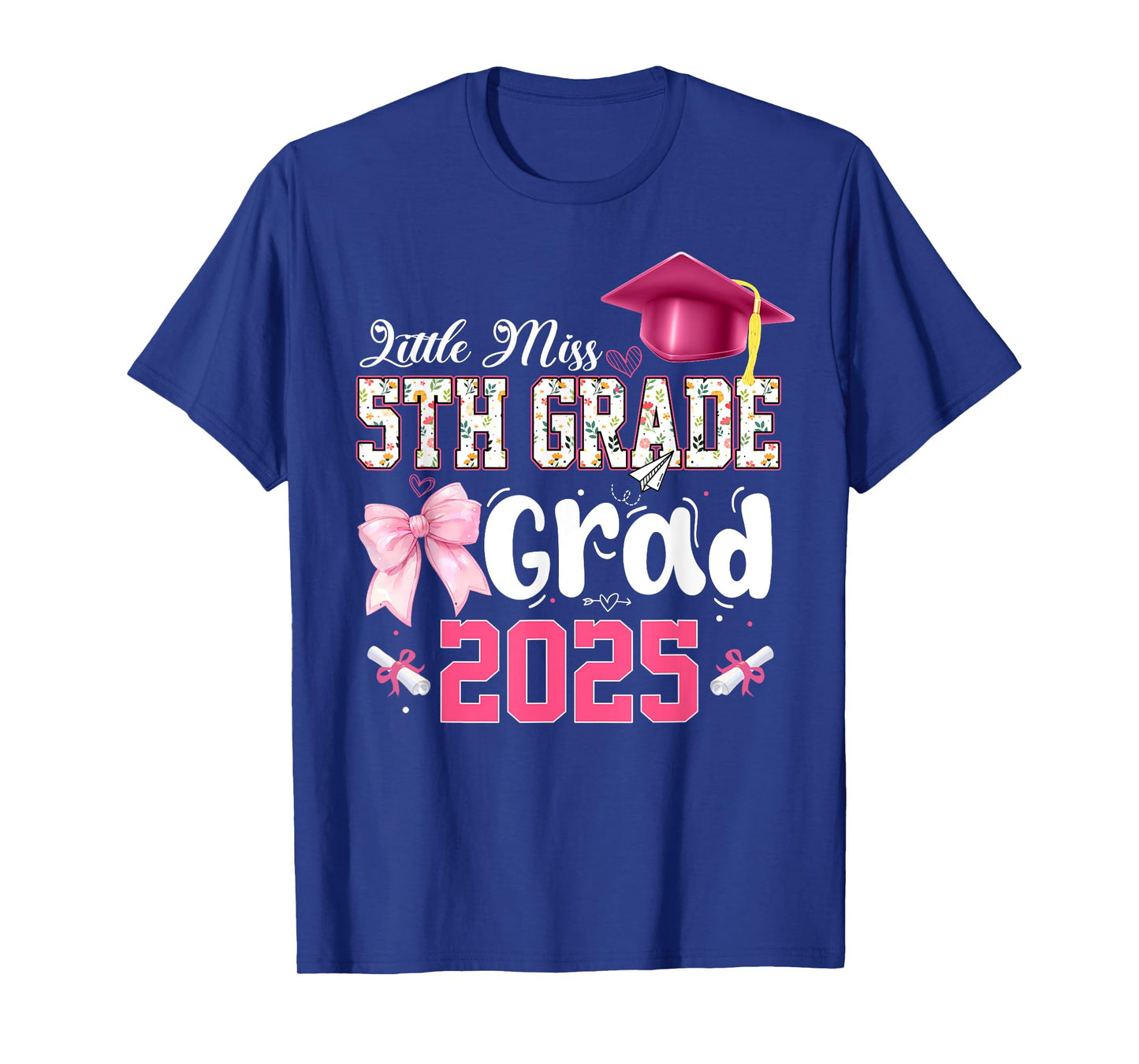 Little Miss 5th Grade Graduation Graduate Coquette Bow Kids T-Shirt