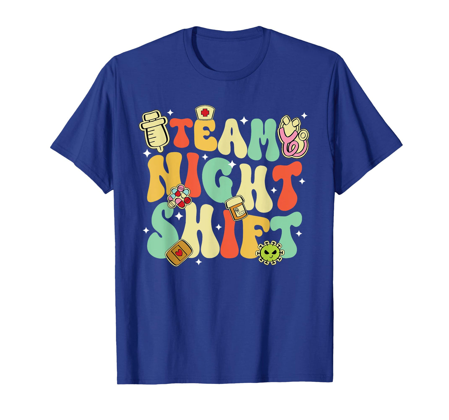 Team Night Shift Nurse Life RN LPN CNA Healthcare Heartbeat T-Shirt