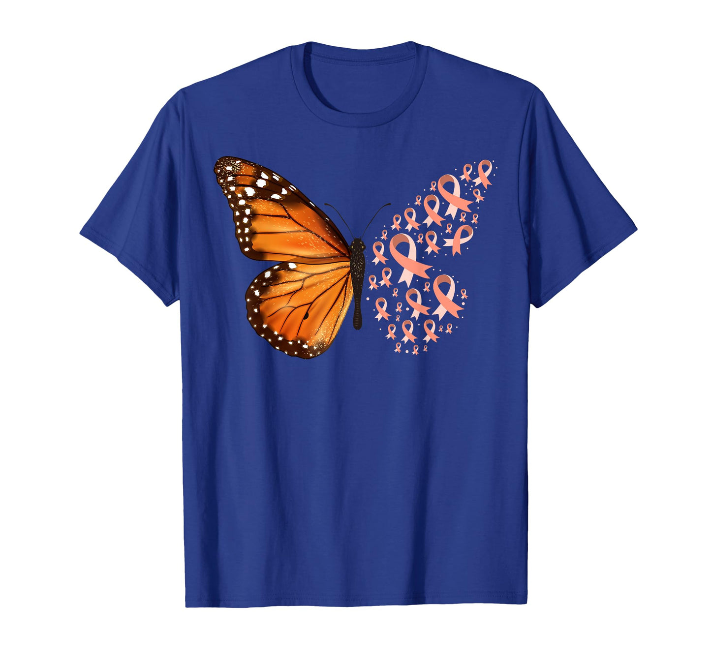 Endometrial Cancer Awareness Butterfly Peach Ribbon Month T-Shirt