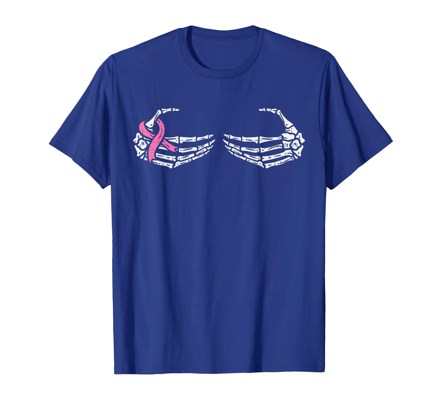 Skeleton Bra Hands Pink Ribbon Halloween Breast Cancer Women T-Shirt