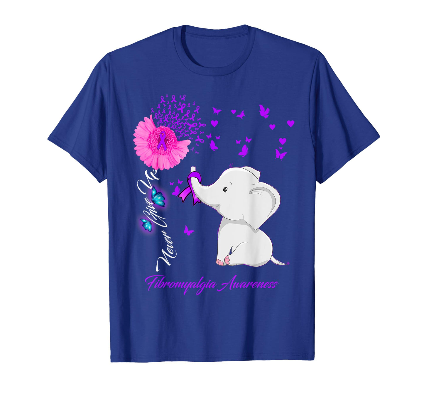 Elephant Fibromyalgia Awareness - Fibromyalgia Ribbon Gifts T-Shirt