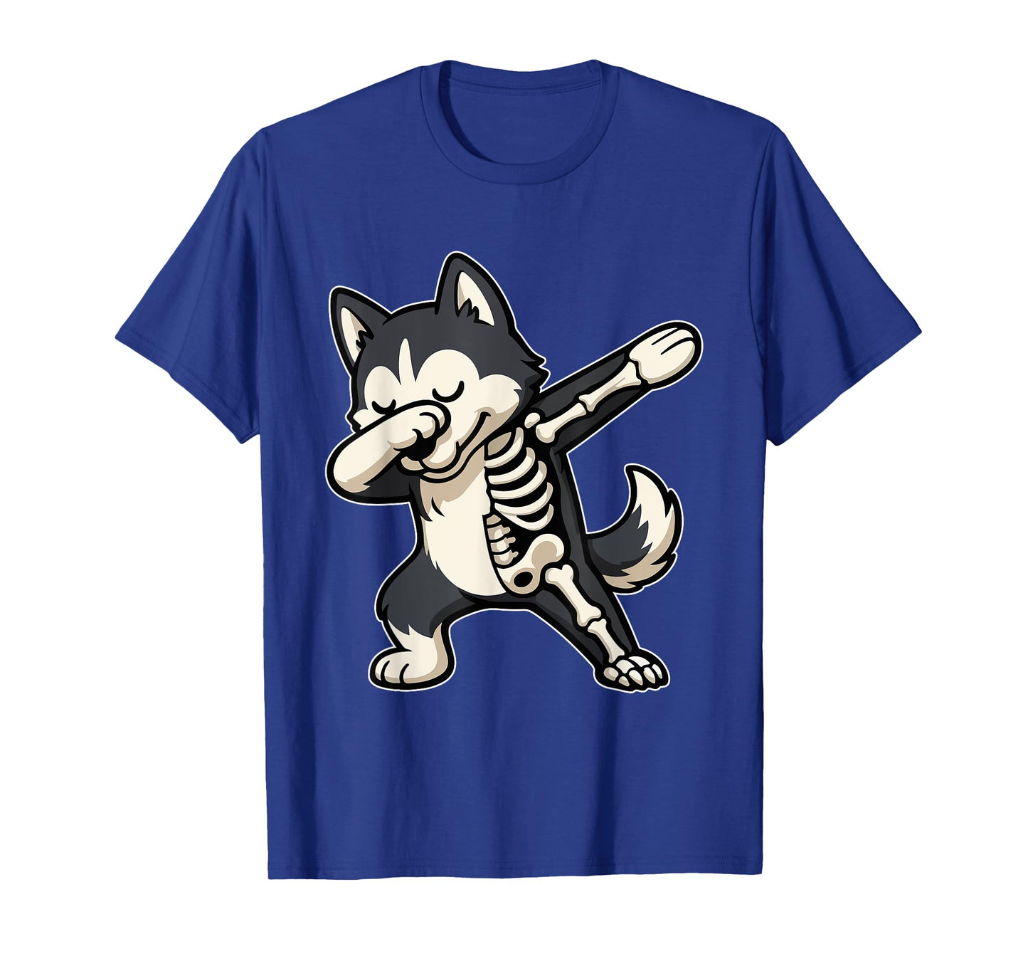 Dabbing Husky Half Skeleton Halloween Costume Owner Lover T-Shirt