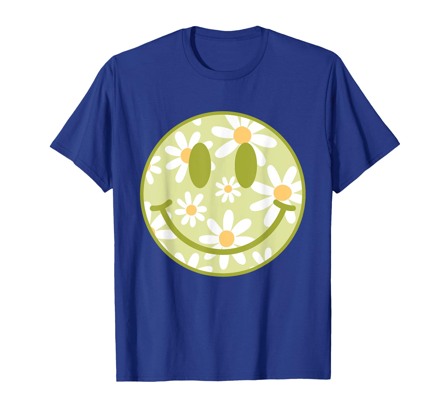 Retro Green Happy Face Checkered Pattern Smile Face Trendy T-Shirt