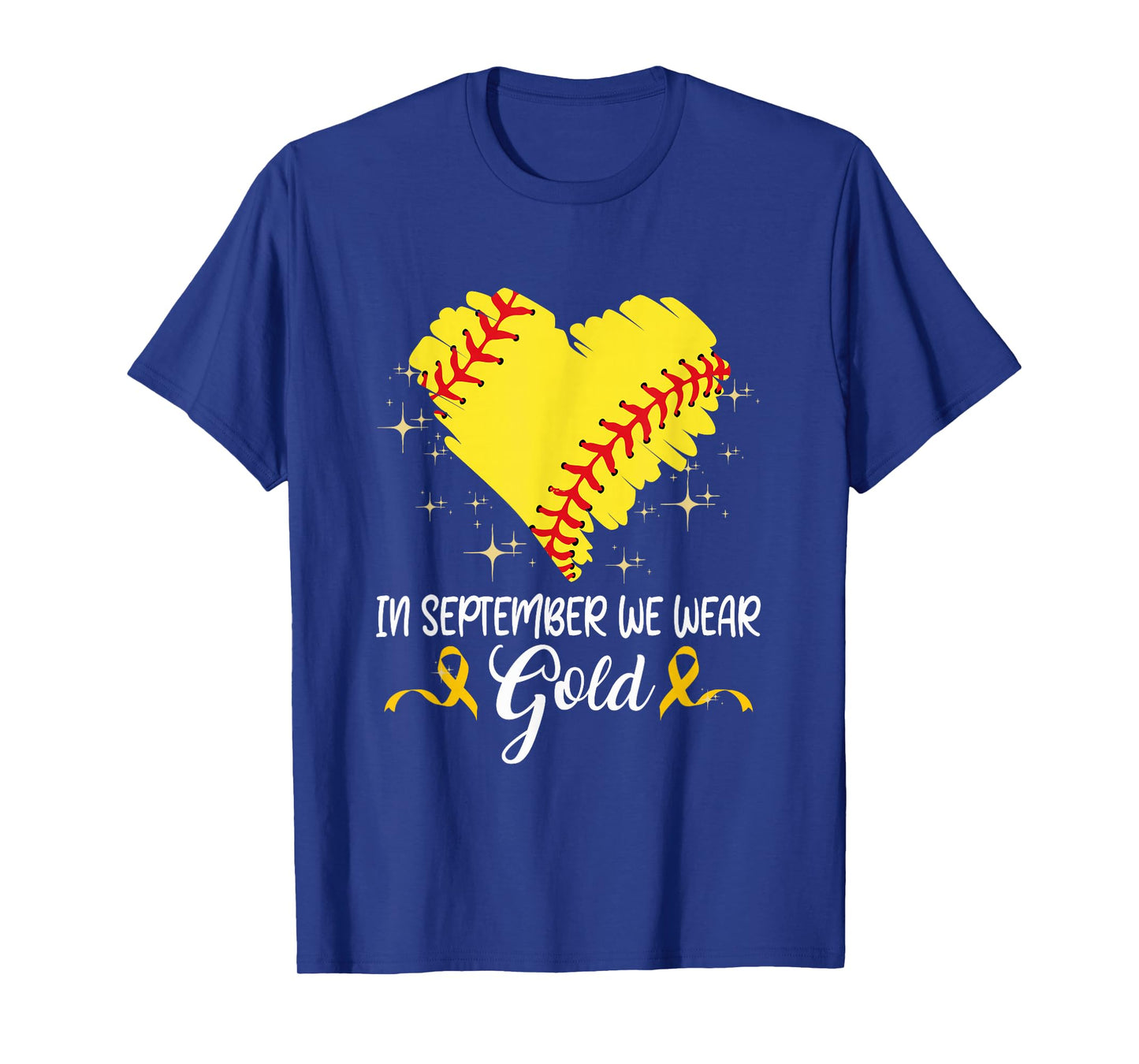 In September We Wear Gold Softball Childhood Cancer Support T-Shirt