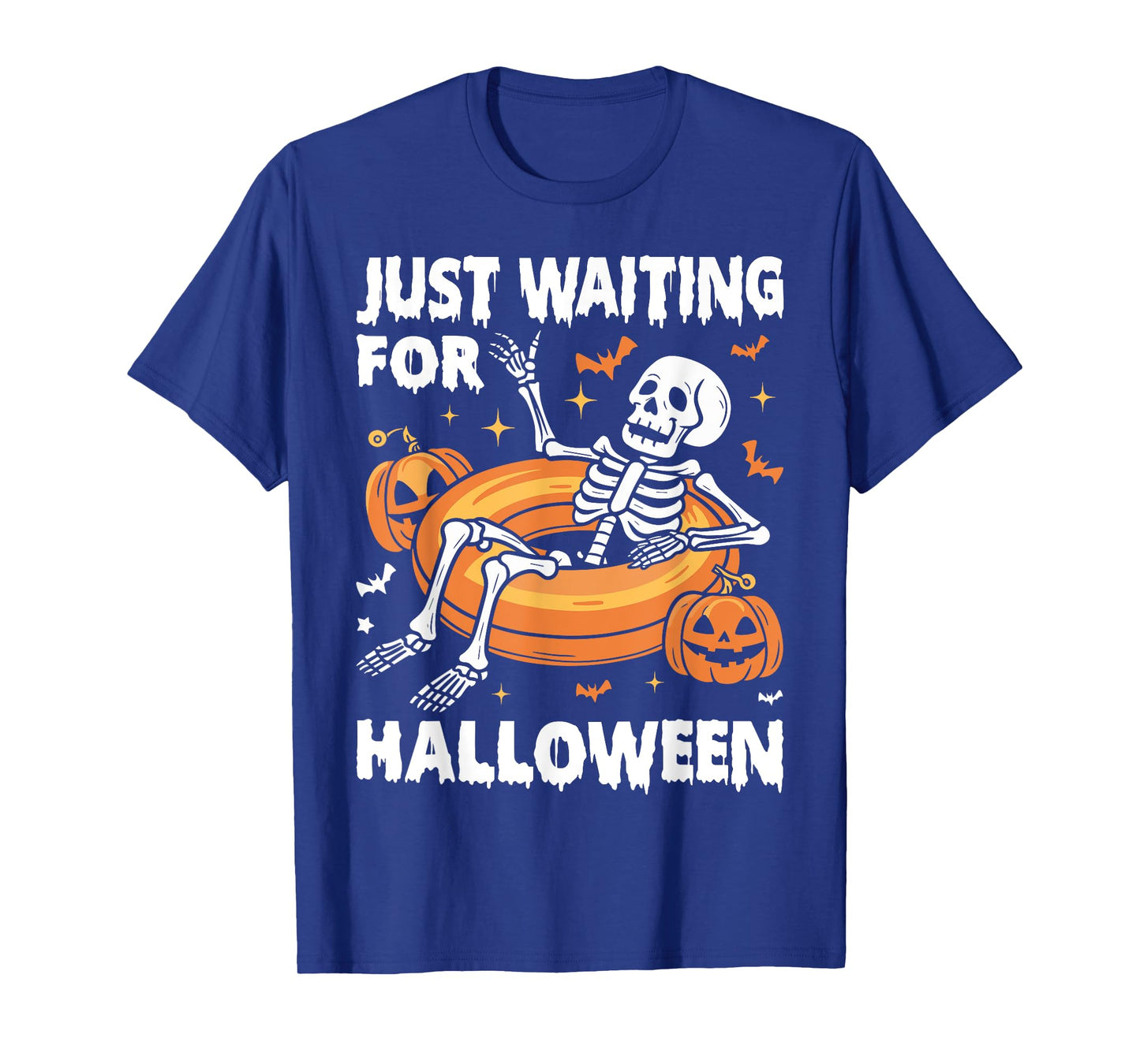 Just Waiting for Halloween Spooky Skeleton Summer Halloween T-Shirt
