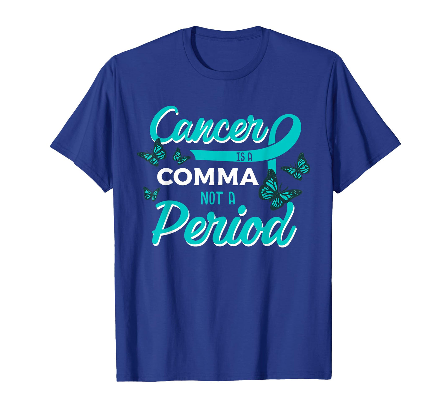Ovarian Cancer Butterfly Teal Ribbon Gynecology Carcinoma T-Shirt