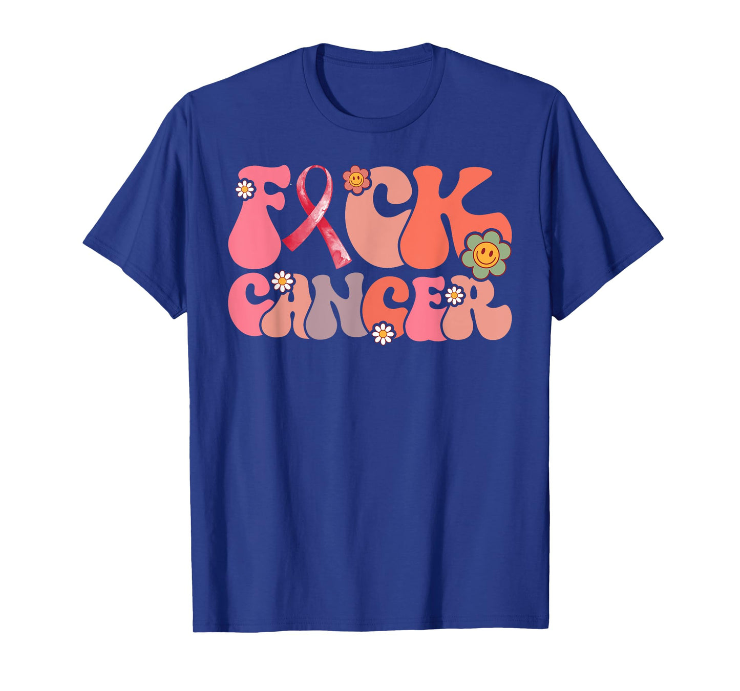 Pink Shirt Fuck Cancer Groovy Floral T-Shirt