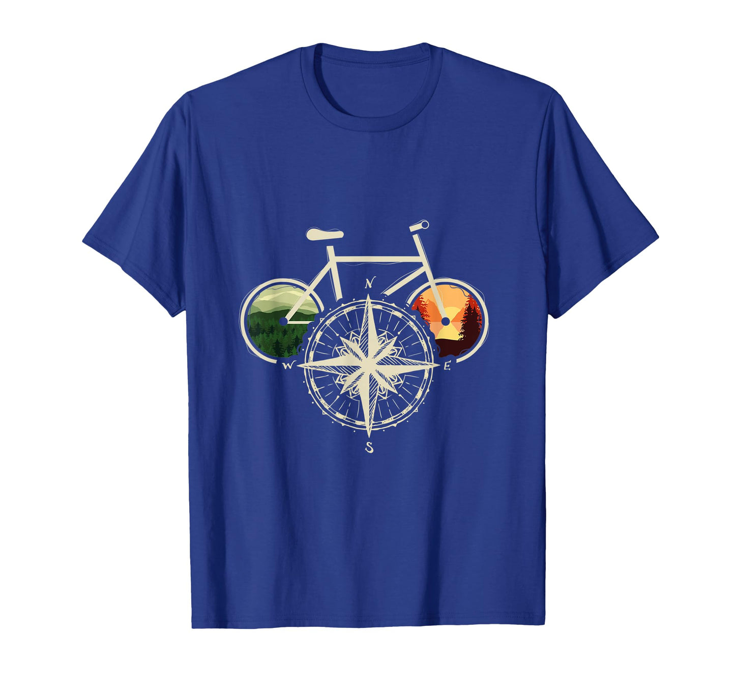Retro Bicycle With Compass & Mountains I Bicycle Cycologist T-Shirt