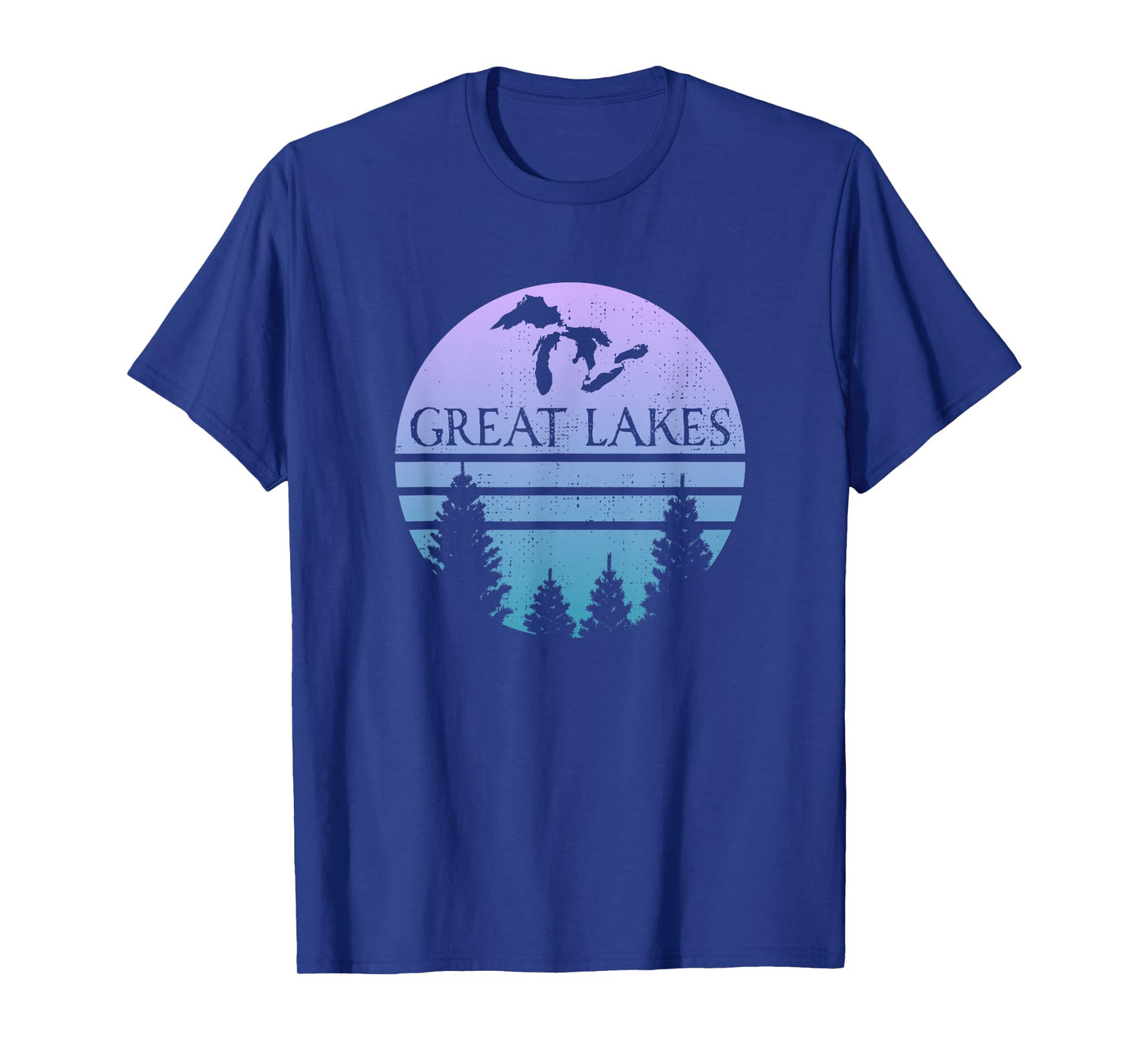 Great Lakes of Michigan Lakes Silhouette Trees T-Shirt