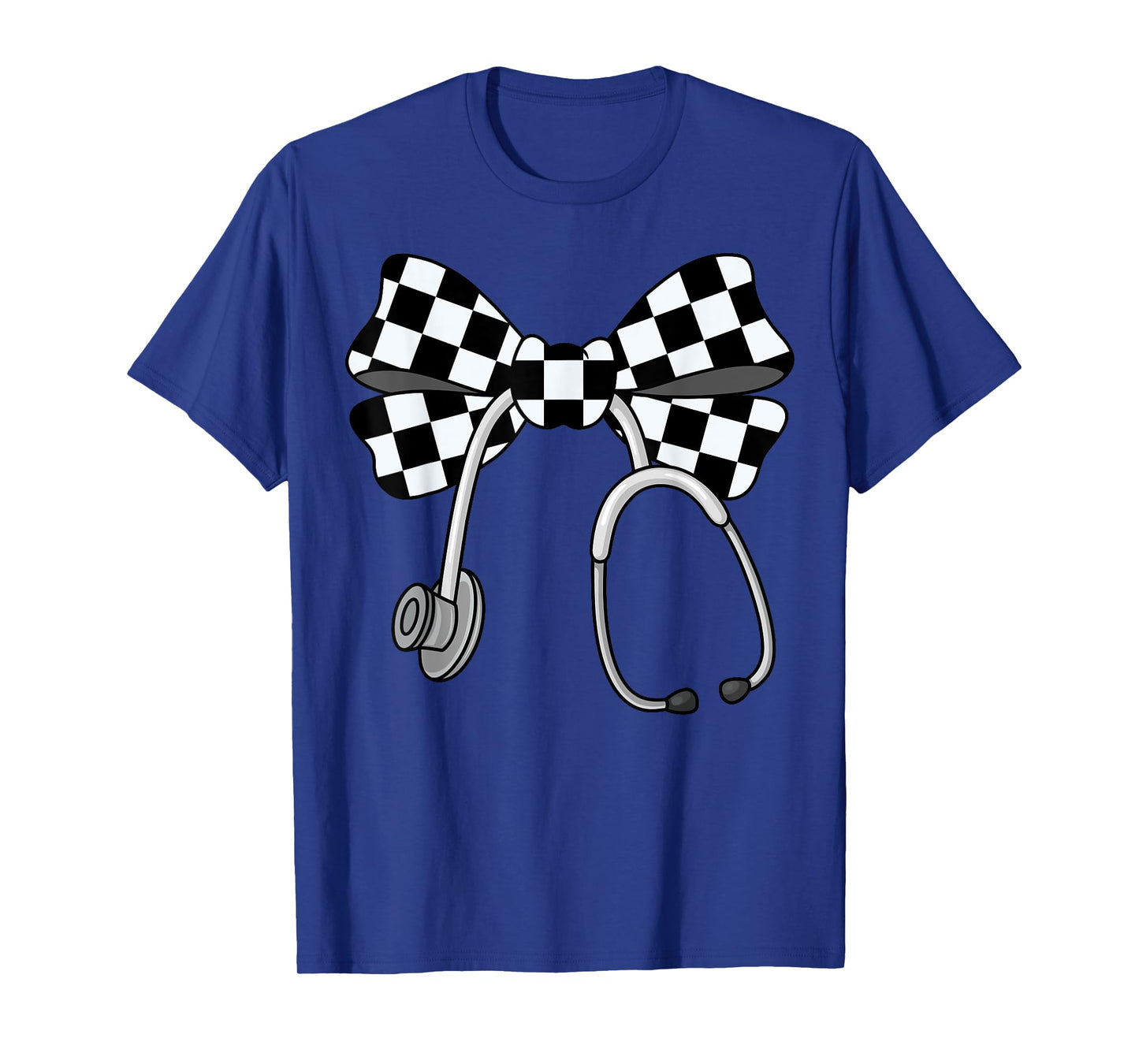 Checkered Coquette Nurse Stethoscope Bow Checkered Nurse T-Shirt