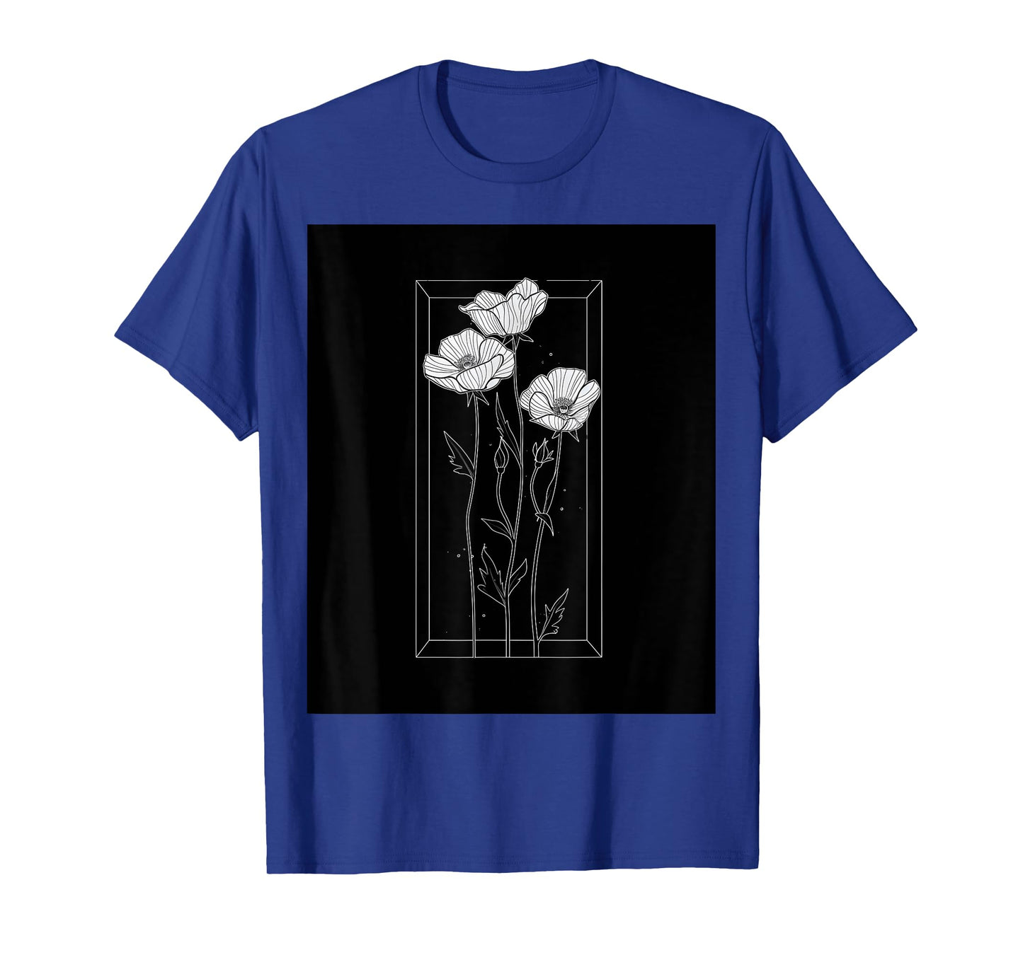 Chic Florals Black and White Minimalist Flowers T-Shirt