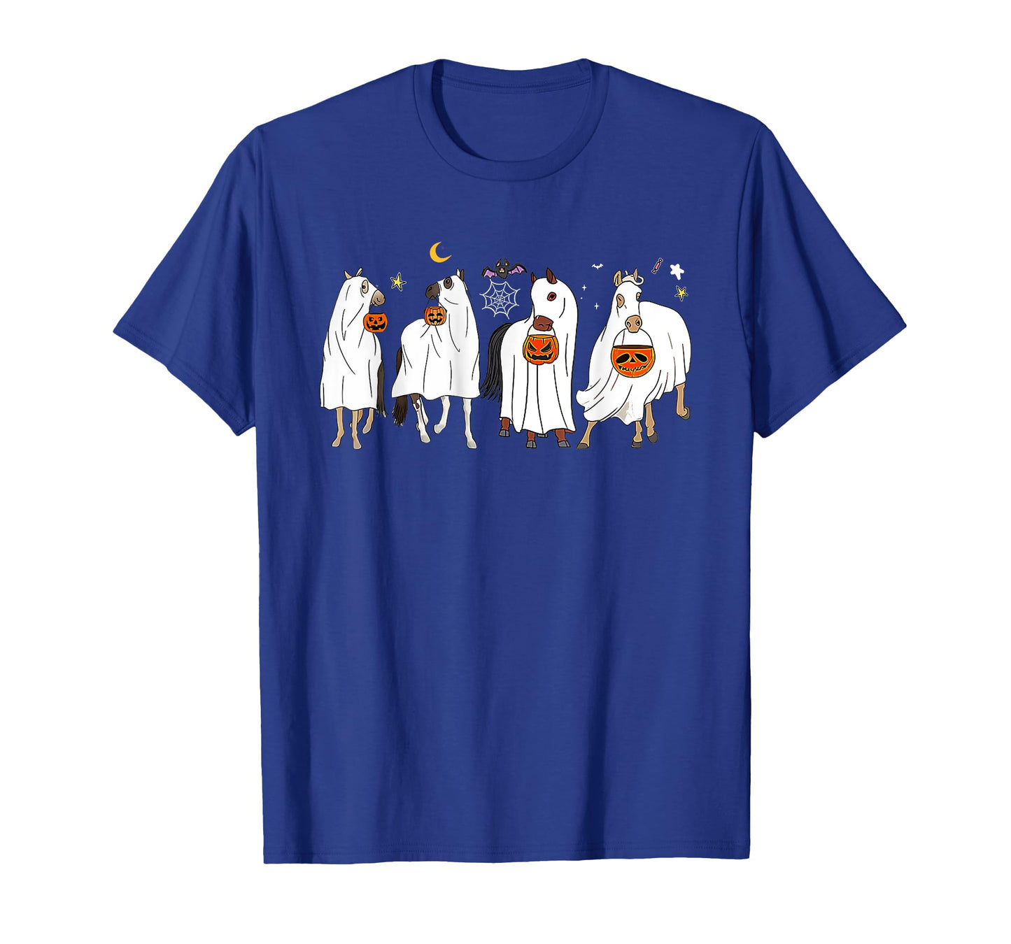 Horse Ghost Halloween Pumpkin Horseback Riding Equestrian T-Shirt