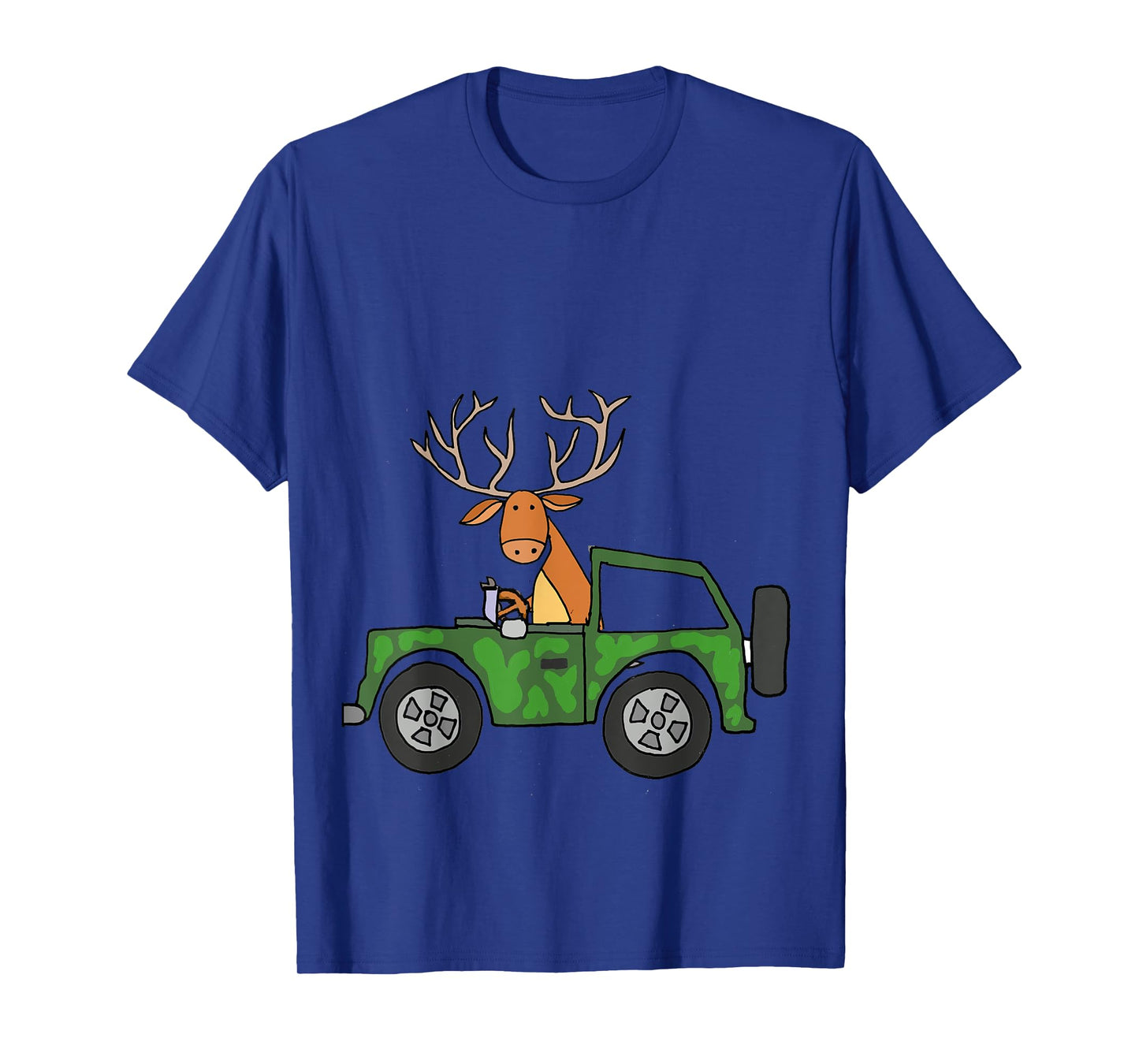 Smilealottees Cool Buck Deer Driving Camouflage Car T-shirt