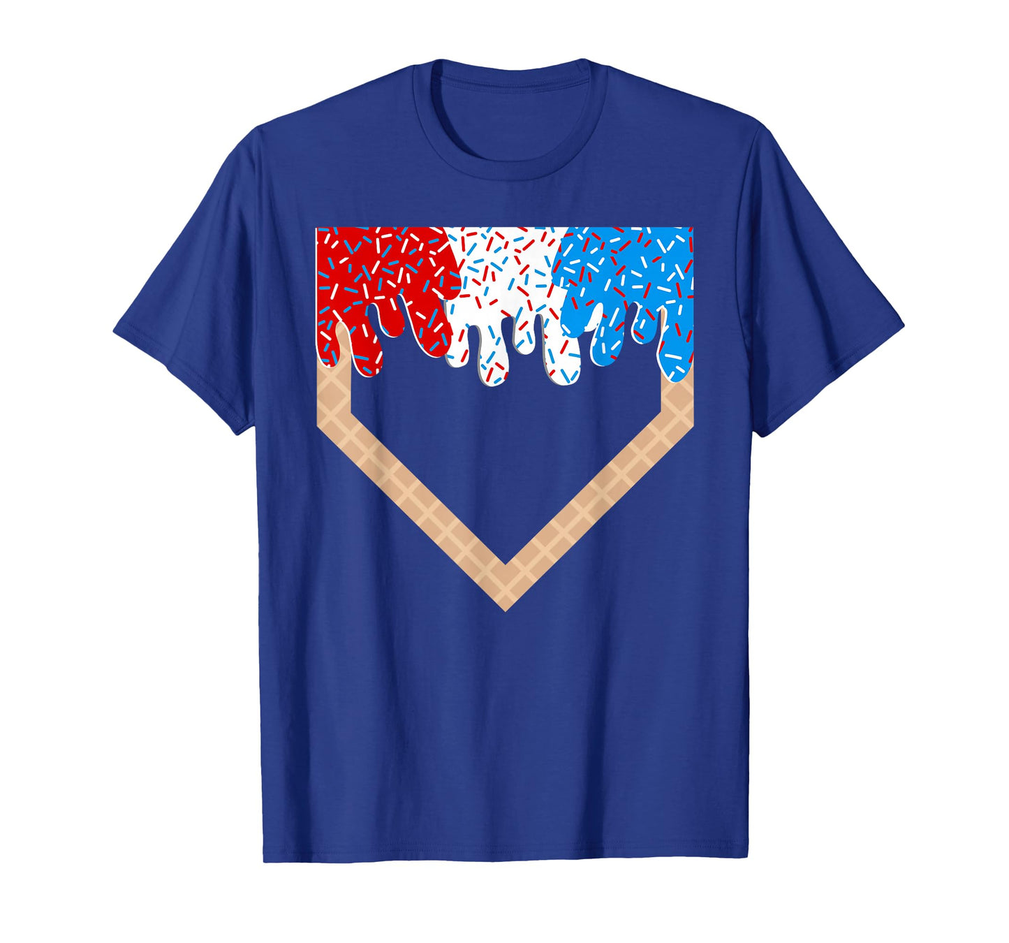 Red White and Blue Baseball Drip Ice Cream Sprinkles Boys T-Shirt