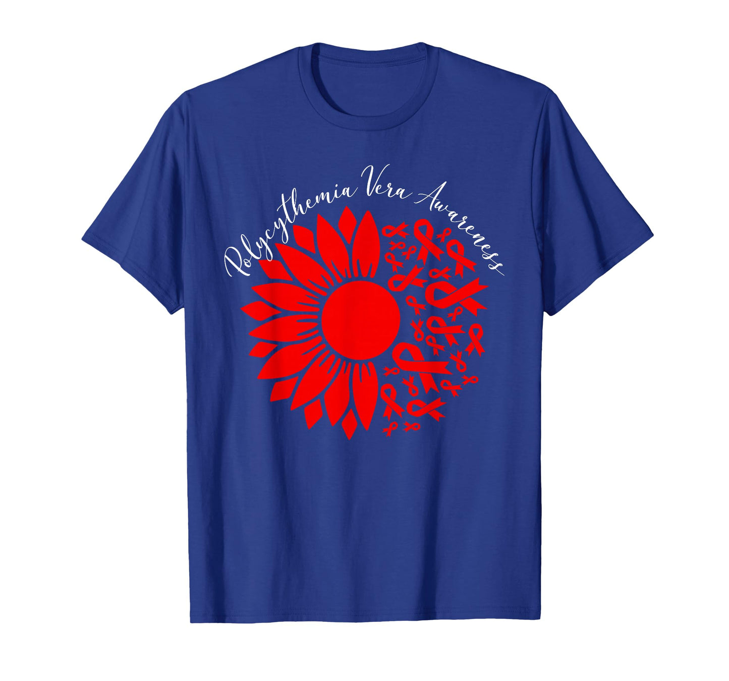 Polycythemia Vera Awareness Red Sunflower MPN Blood Cancer T-Shirt