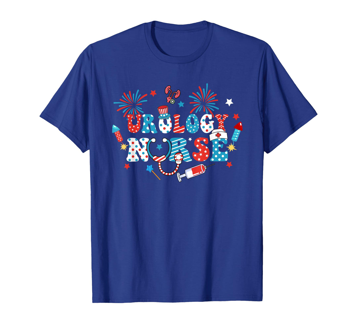 America USA Fireworks Urology Nurse Happy 4th Of July Women Men T-Shirt