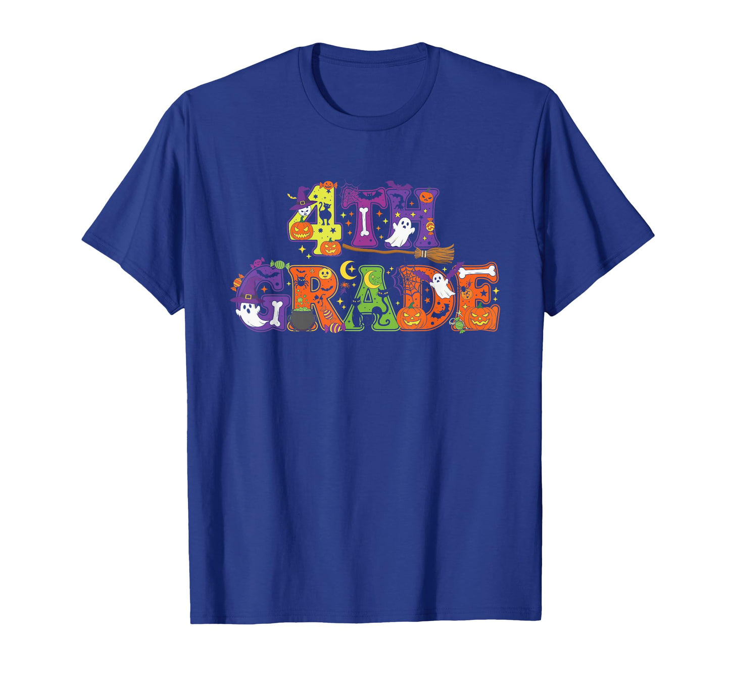 4th Grade Pumpkin Ghost Skeleton Halloween Kids Mens Womens T-Shirt