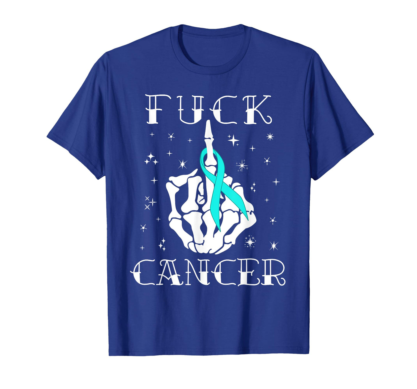 Fuck Cancer Tattoos Survivor Teal Ribbon Ovarian Cancer T-Shirt