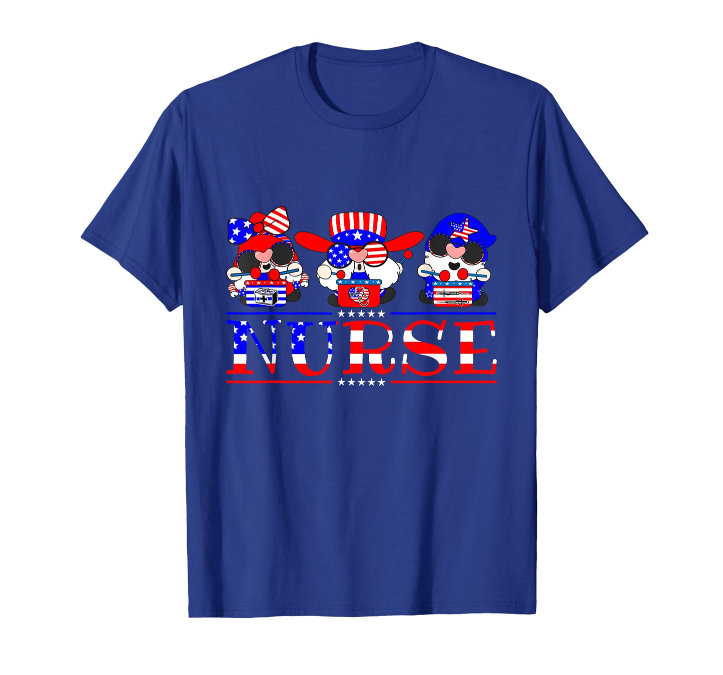 Nurse Gnomies 4th Of July Cute Gnome Nursing RN Memorial Day T-Shirt
