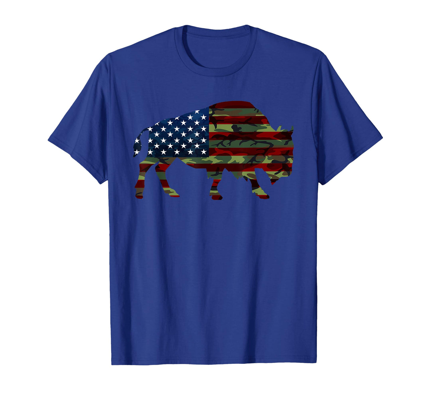 American Bison Cattle Ox USA Flag Camouflage Buffalo Women Kids Men T-Shirt