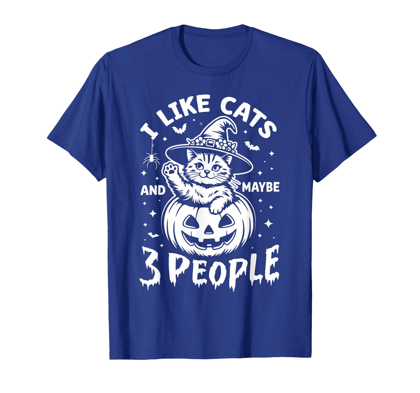 I Like Cats and Maybe 3 People, Cat Witch Halloween Pumpkin T-Shirt