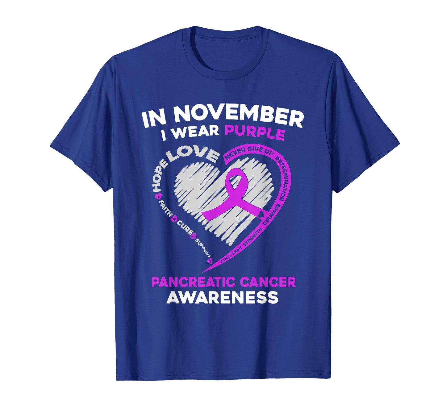 In November We Wear Purple Heart Pancreatic Cancer Awareness T-Shirt