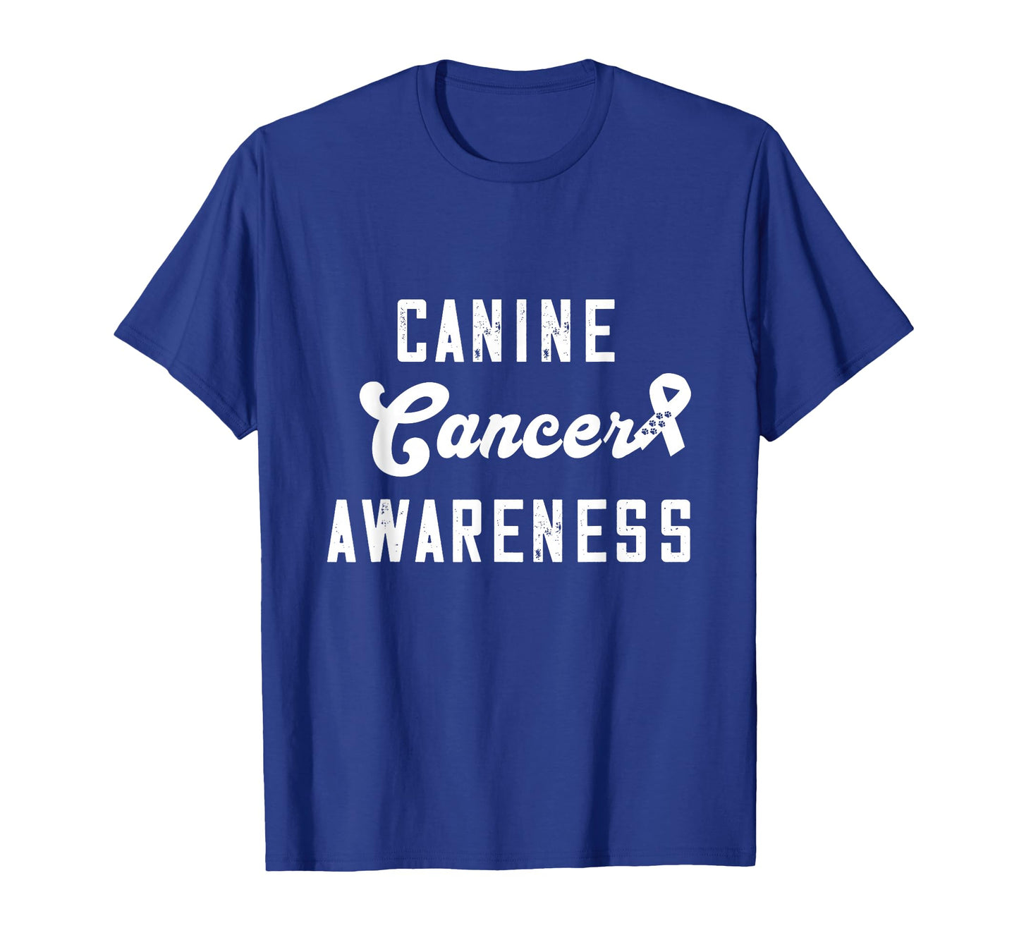 Canine Cancer Awareness Ribbon Paw Print Pet Cancer T-Shirt