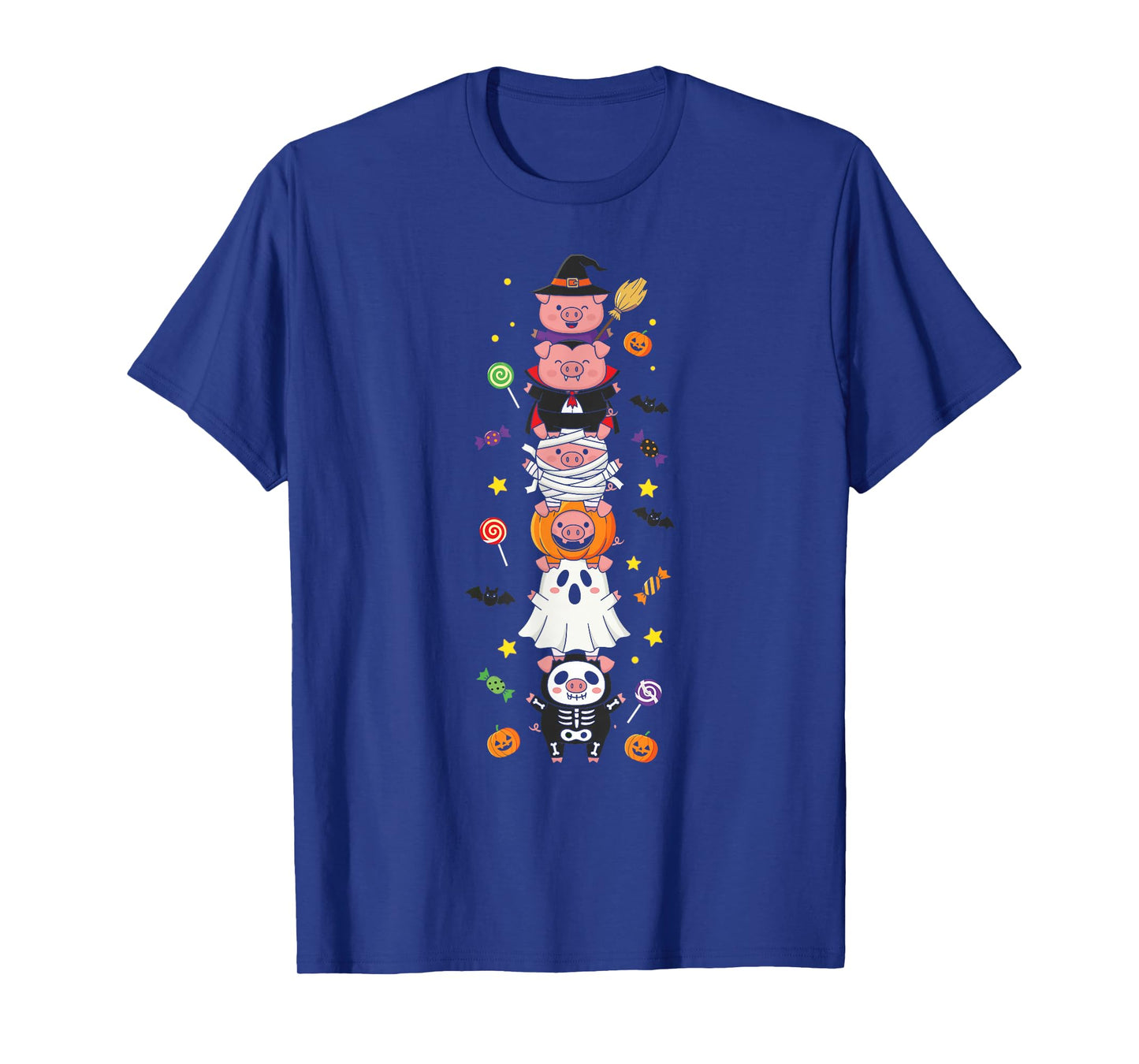 Funny Pig Witch Vampire Ghost Halloween Kids Mens Womens T-Shirt