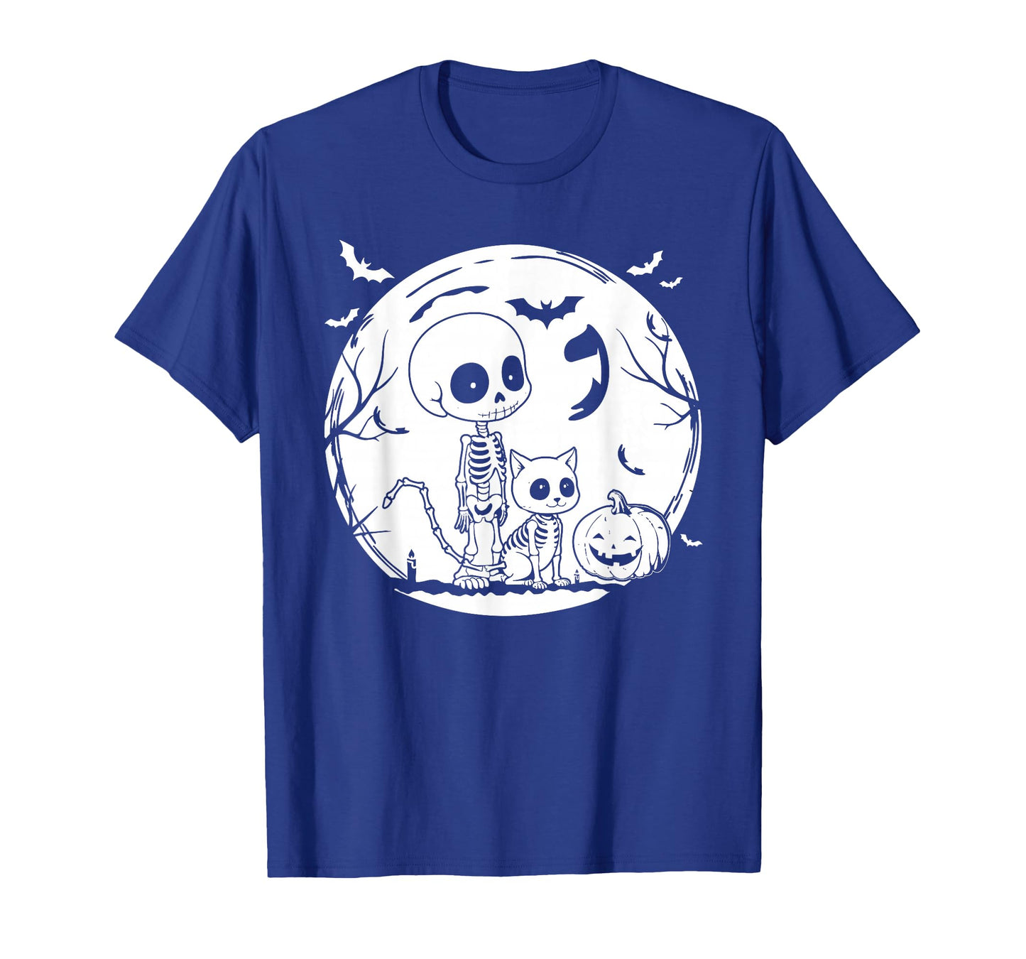 Skeleton and and cat Skeleton for Halloween Spooky Parties T-Shirt