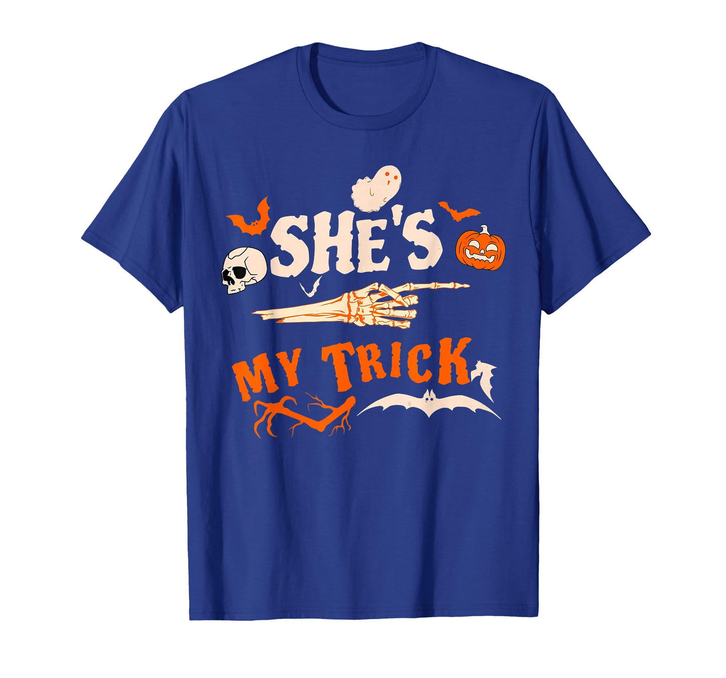 She's My Trick Funny Skeleton Halloween Matching Couples T-Shirt