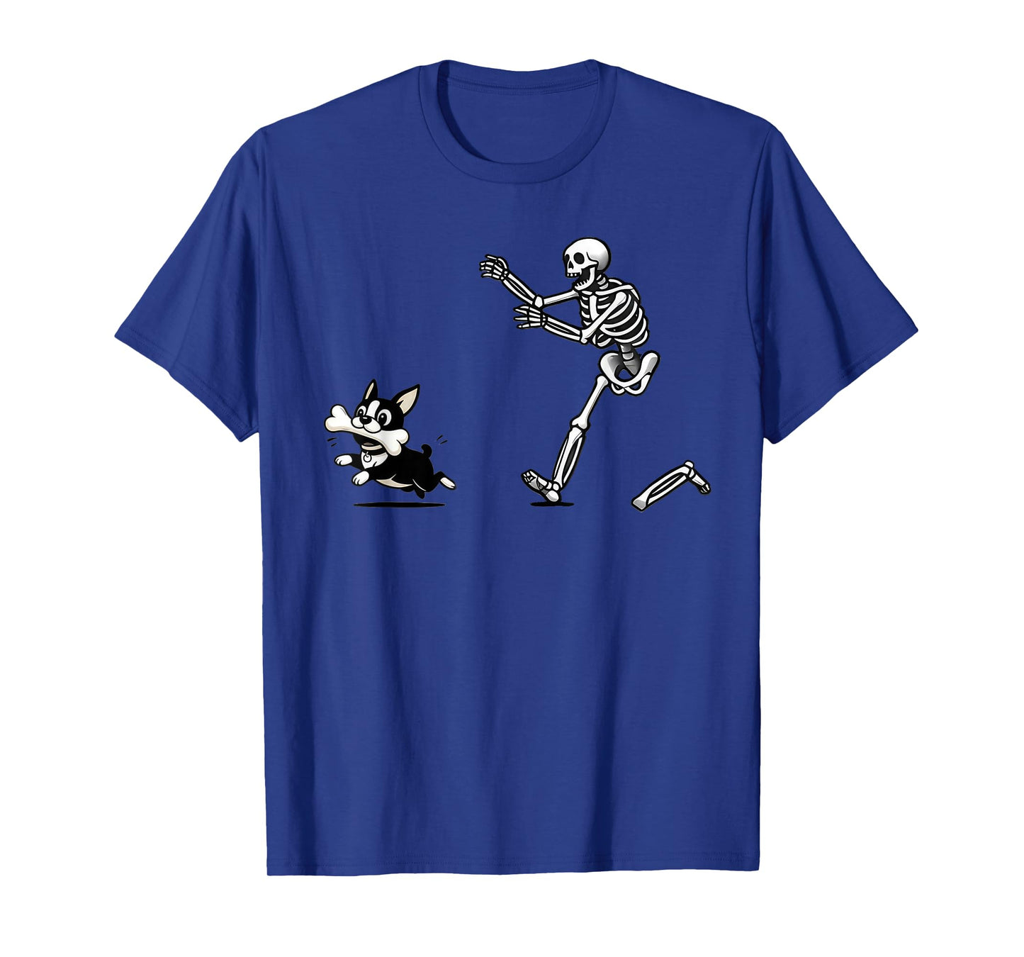 Funny Skeleton Chasing Terrier Halloween Dog Mom Pet Lover T-Shirt