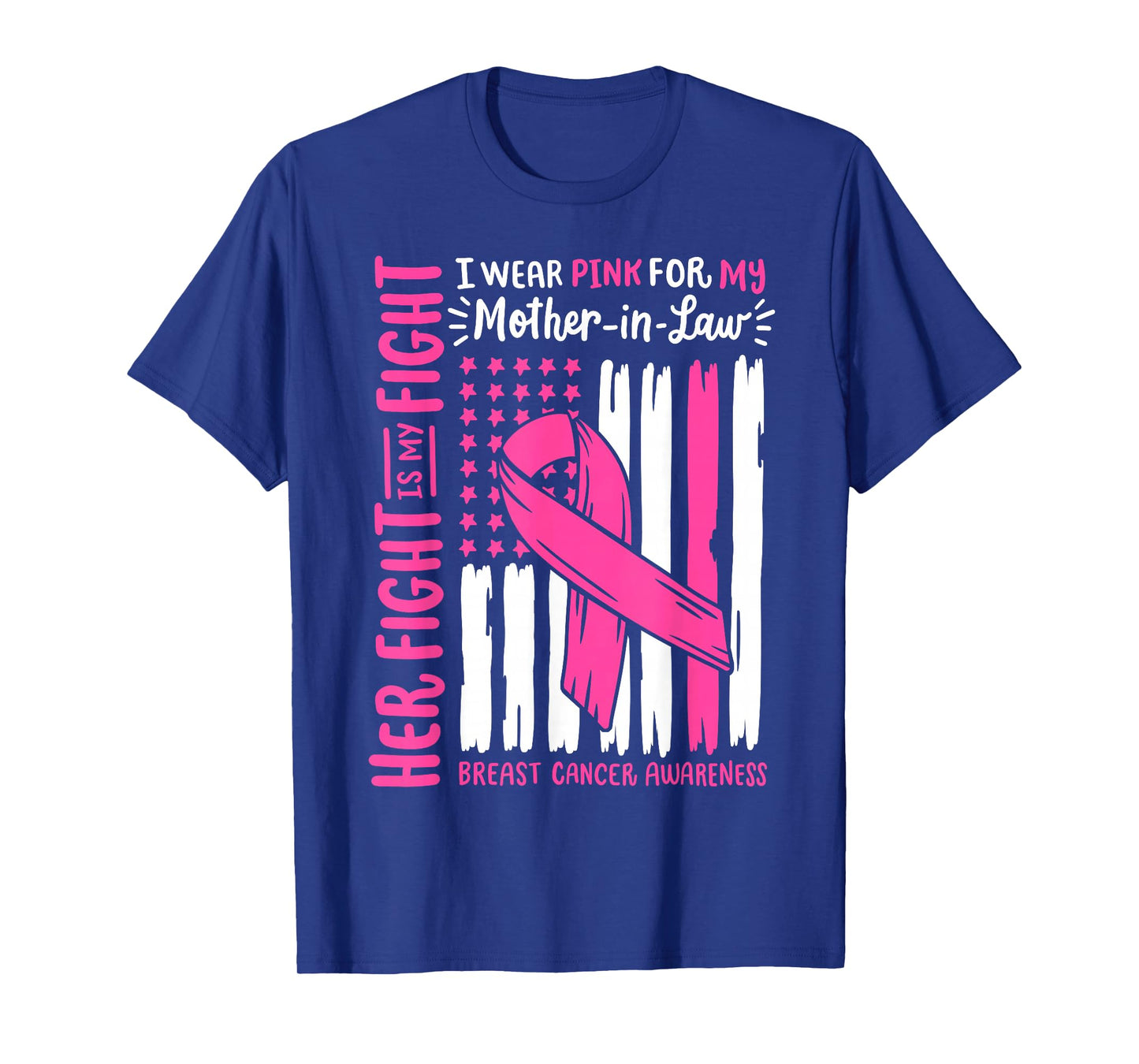 Breast Cancer American Flag Wear Pink For My Mother In Law T-Shirt