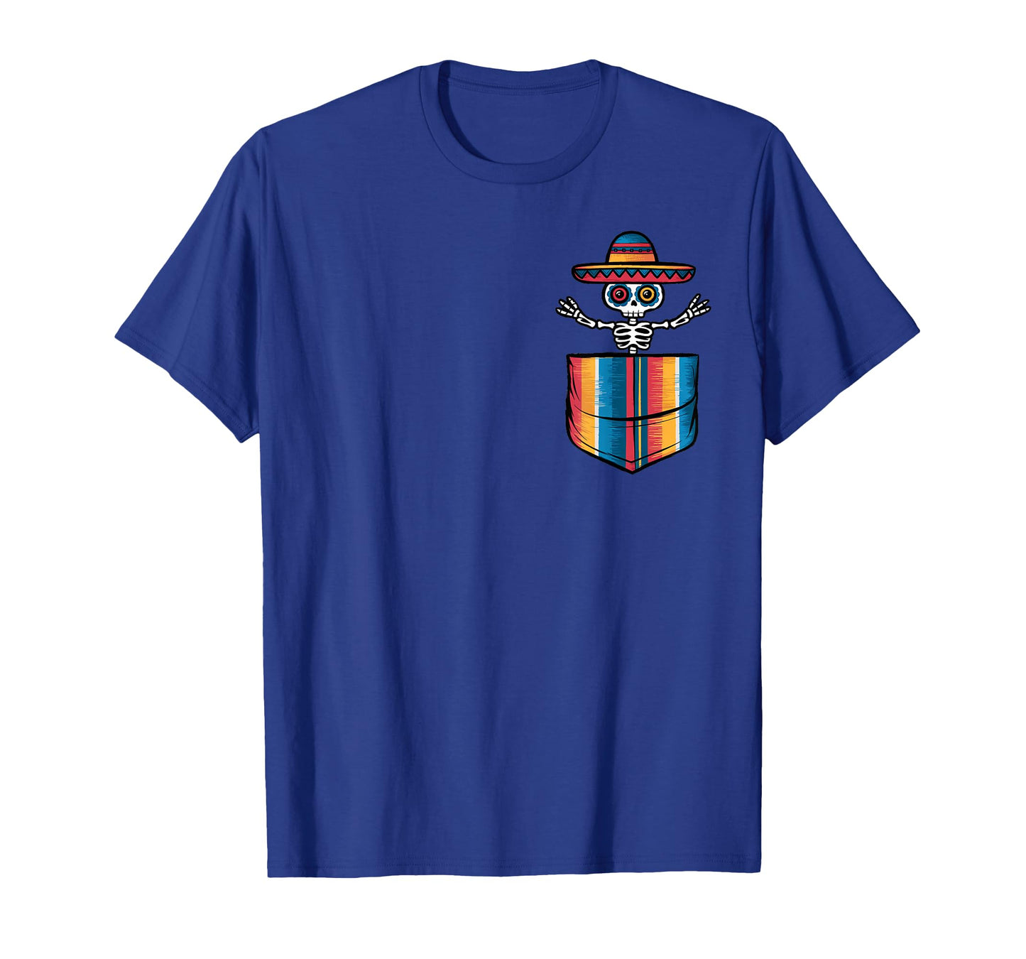 Serape Skeleton Mariachi Pocket Cinco De Mayo Mexican Party T-Shirt