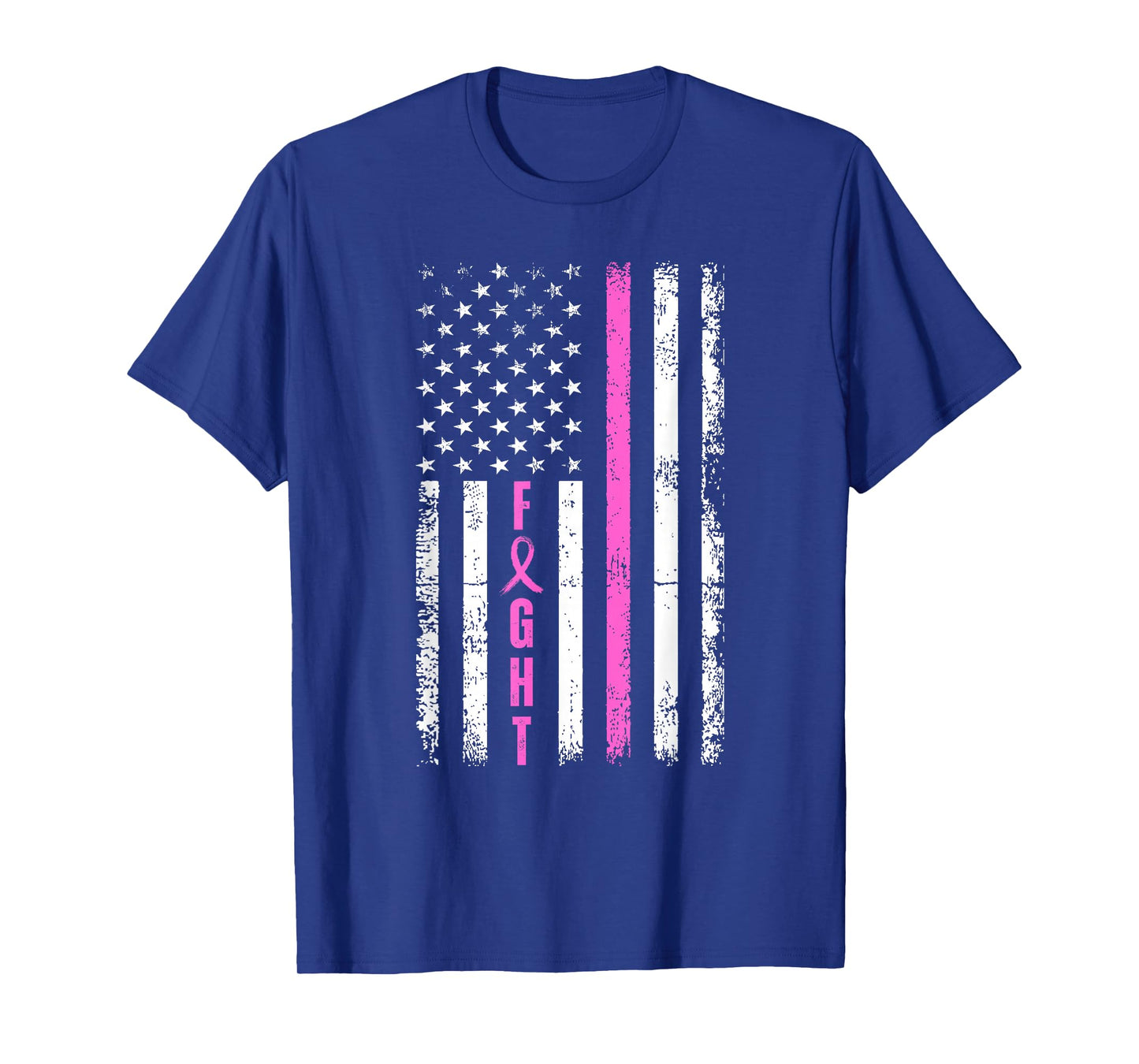 Fight Breast Survivor American Flag Breast Cancer Awareness T-Shirt